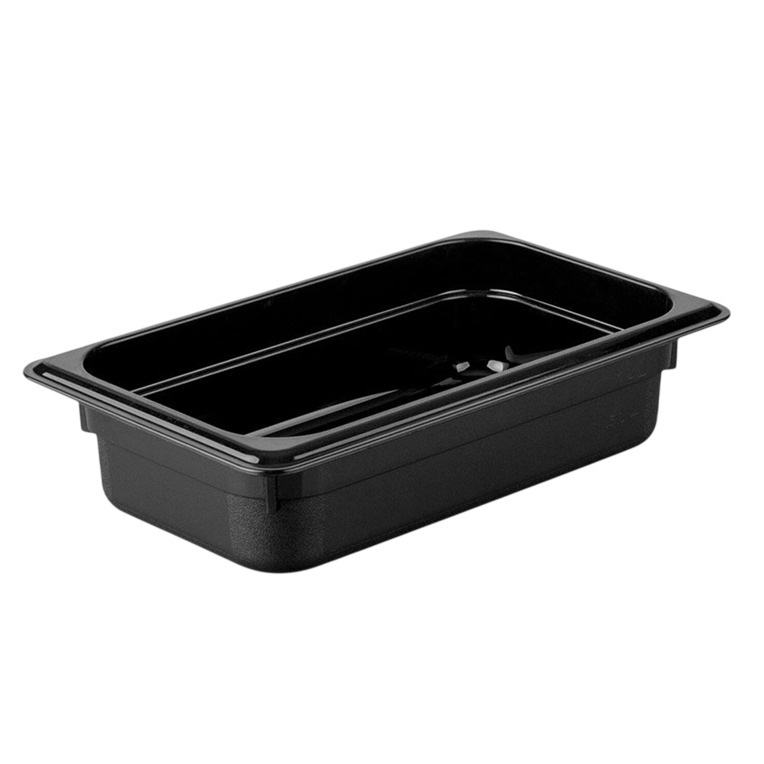 (6 pièces) Bac en Polycarbonate GN 1/4 - Noir - Hauteur : 65 mm