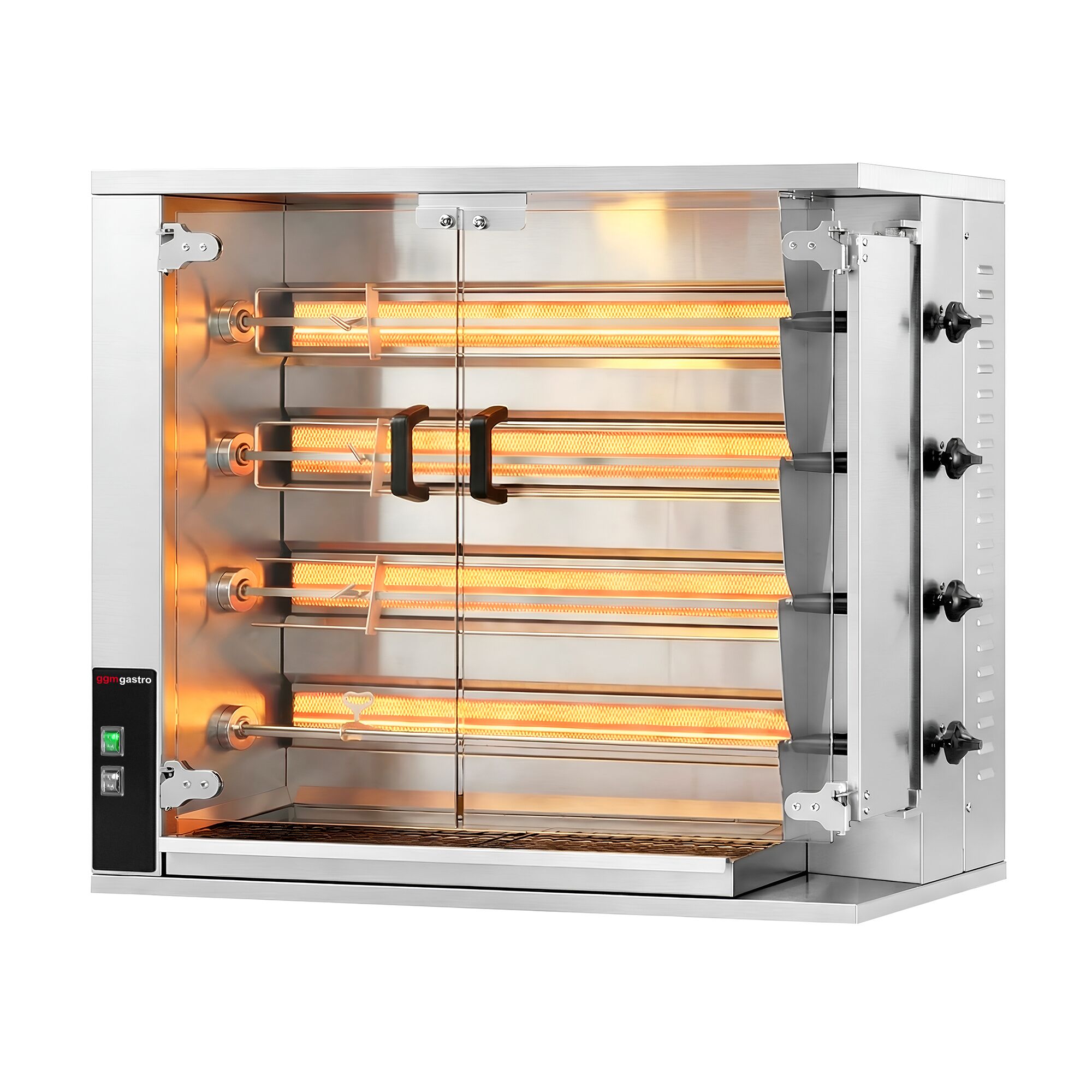 Gaz Rôtissoire à poulets Verticale - avec 4 broches pour jusqu’à 20 poulets - 18,8kW