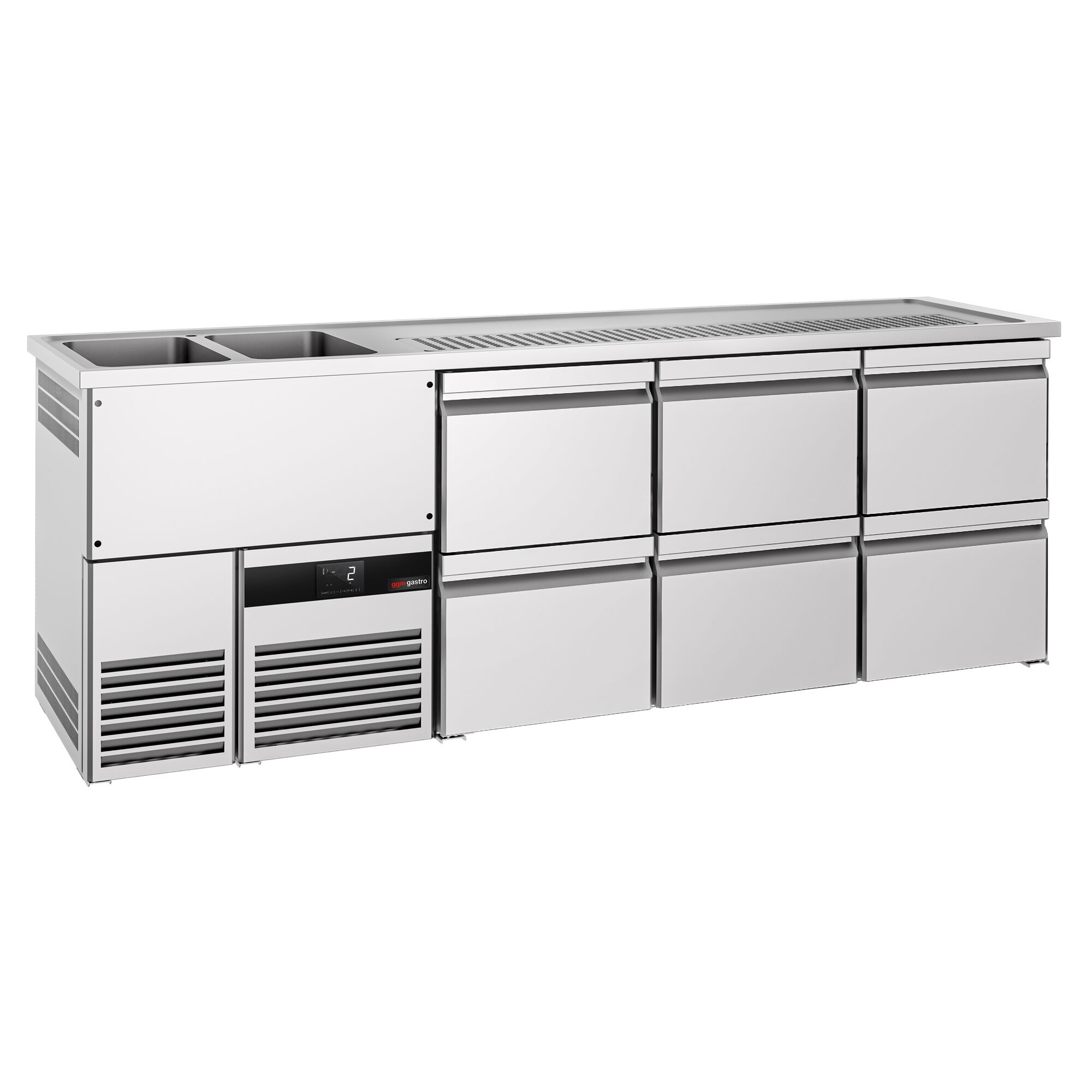 Comptoir de bar réfrigéré PREMIUM - 2500x700mm - 6 tiroirs         