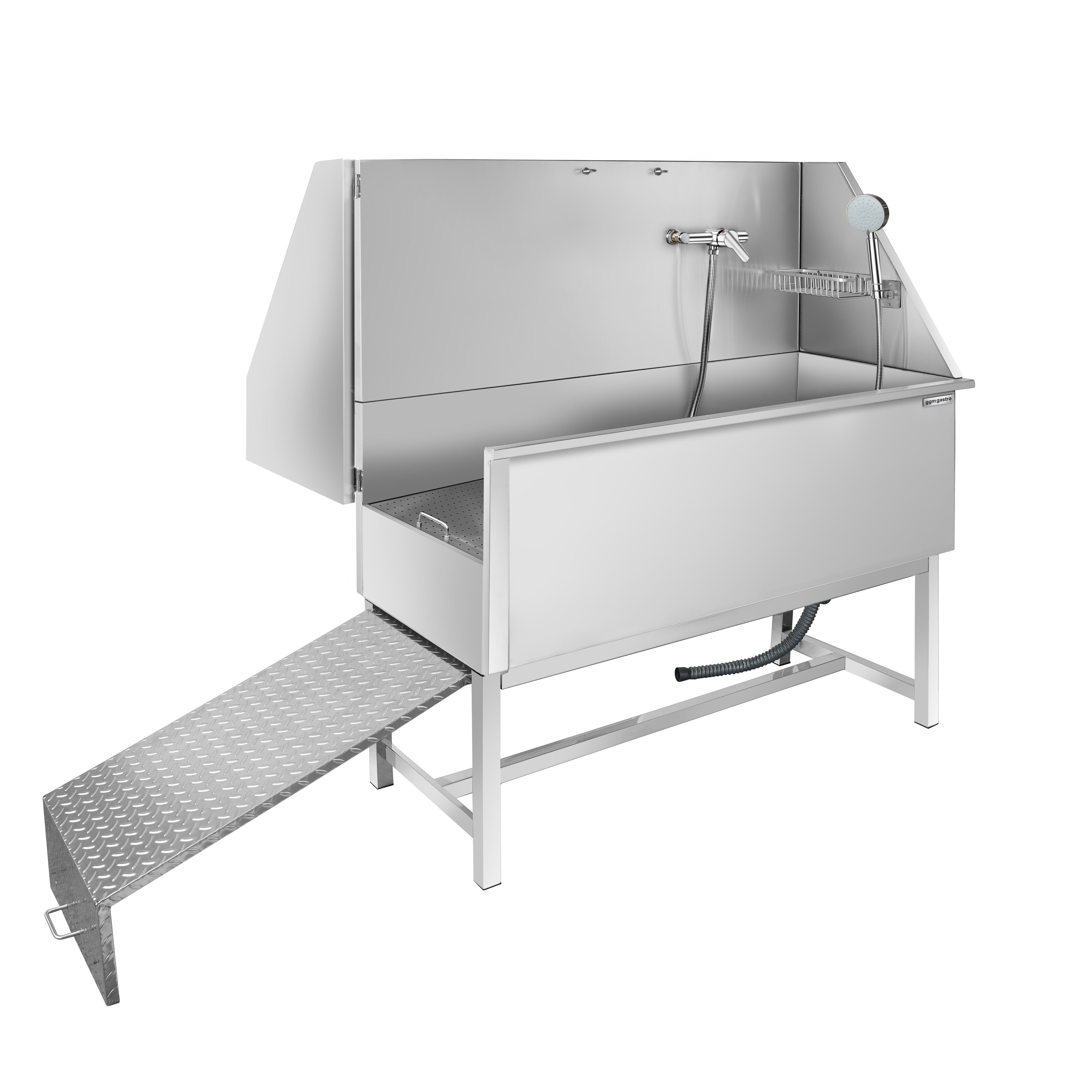 Dog Bath - with Ramp, Taps and Mixers & perforated stainless steel base