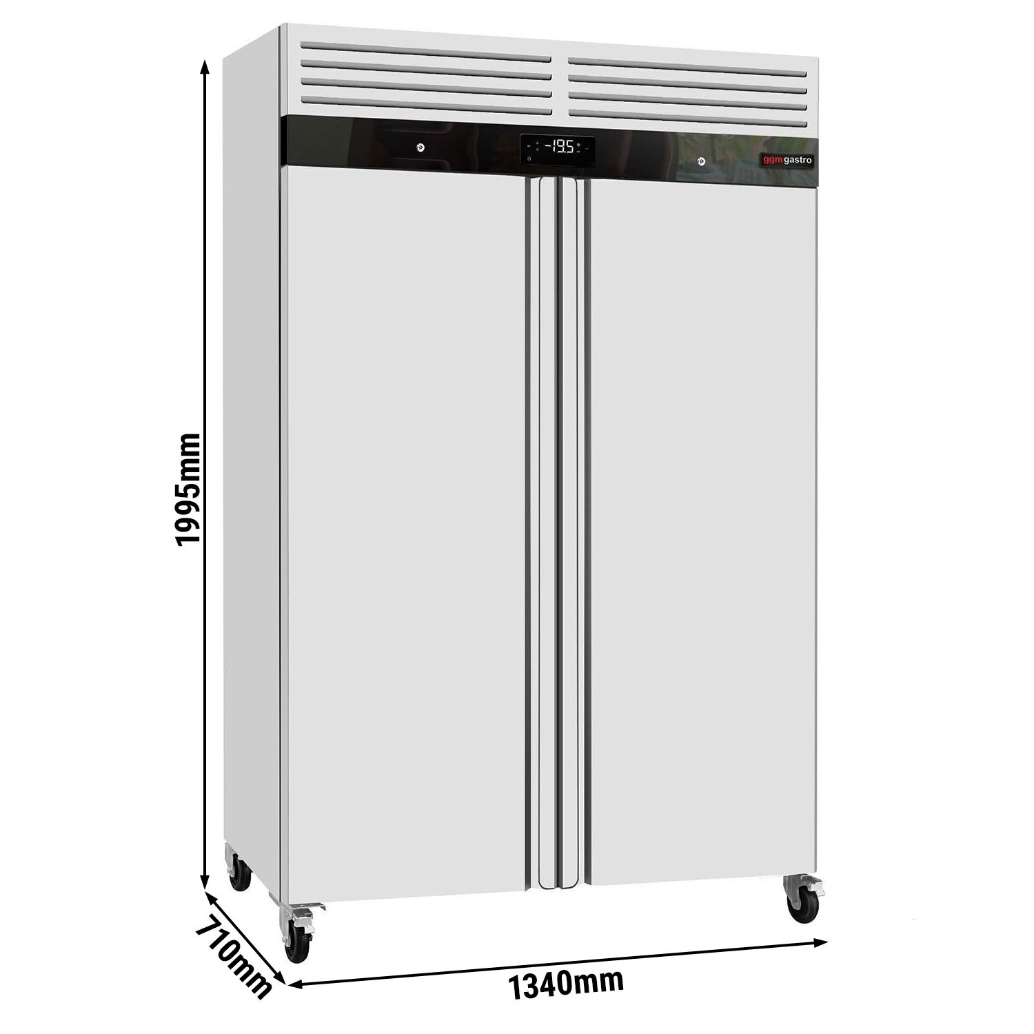 Armoire réfrigérée négative en acier inoxydable ECO - 1200 litres - avec 2 portes - porte intérieure en plastique