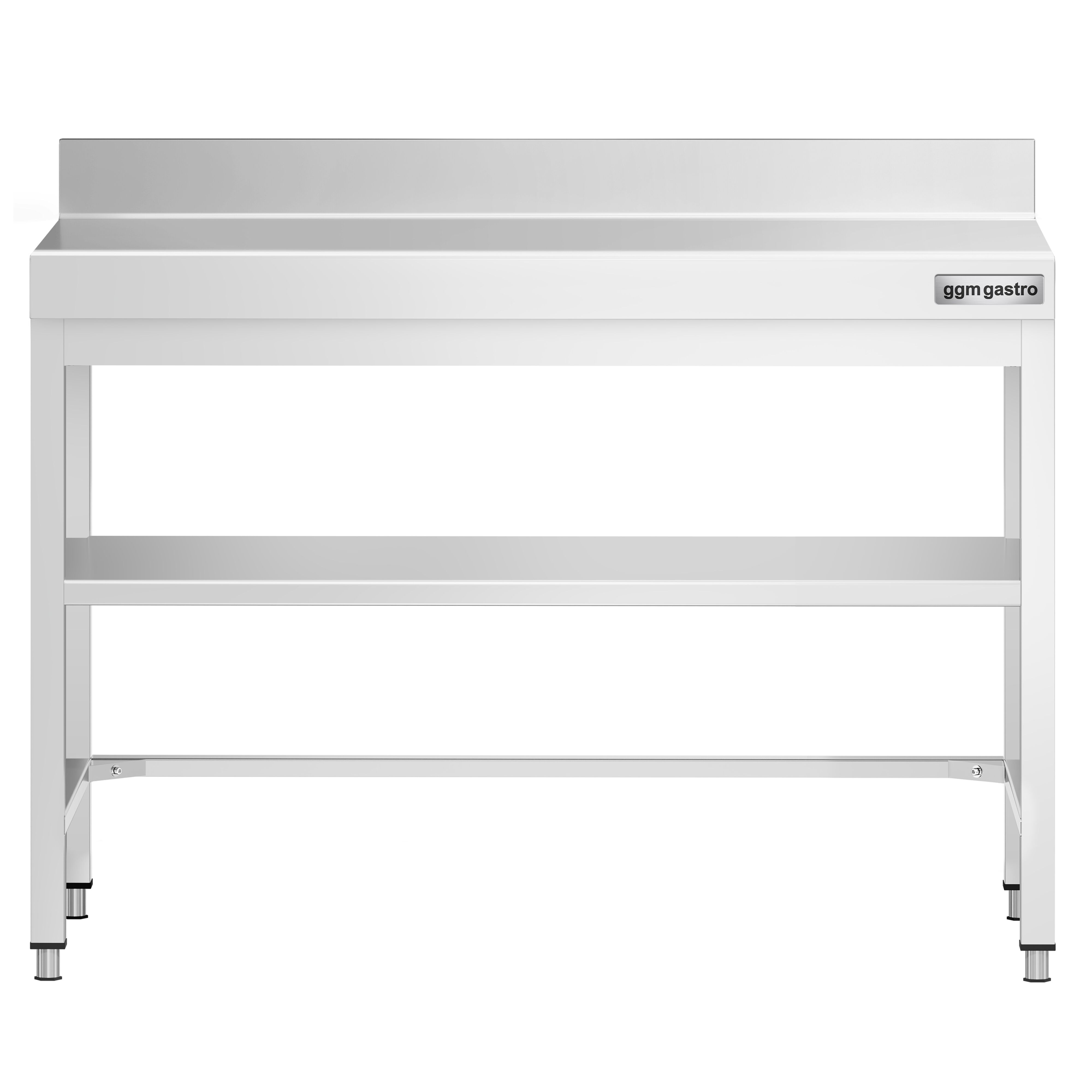 Table de travail inox PREMIUM - 1000 x 600 mm - avec tablette inférieure, Dosseret & Renforts