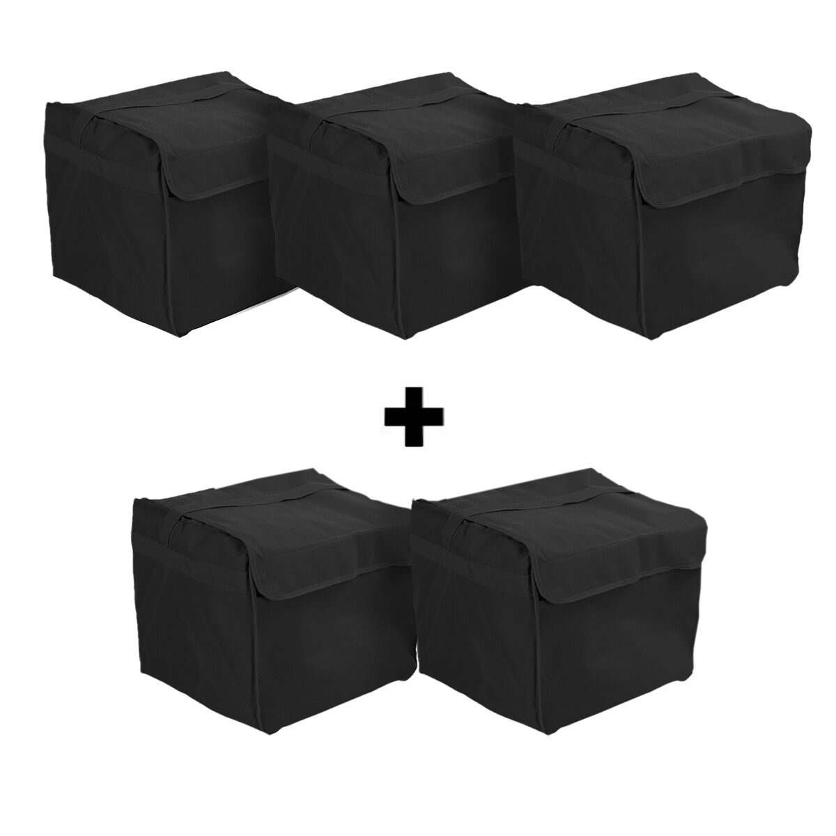 (5 pcs) Sac à pizza / Sac isotherme - pour 8 (par sac) boîtes à pizza 37x37cm - Noir
