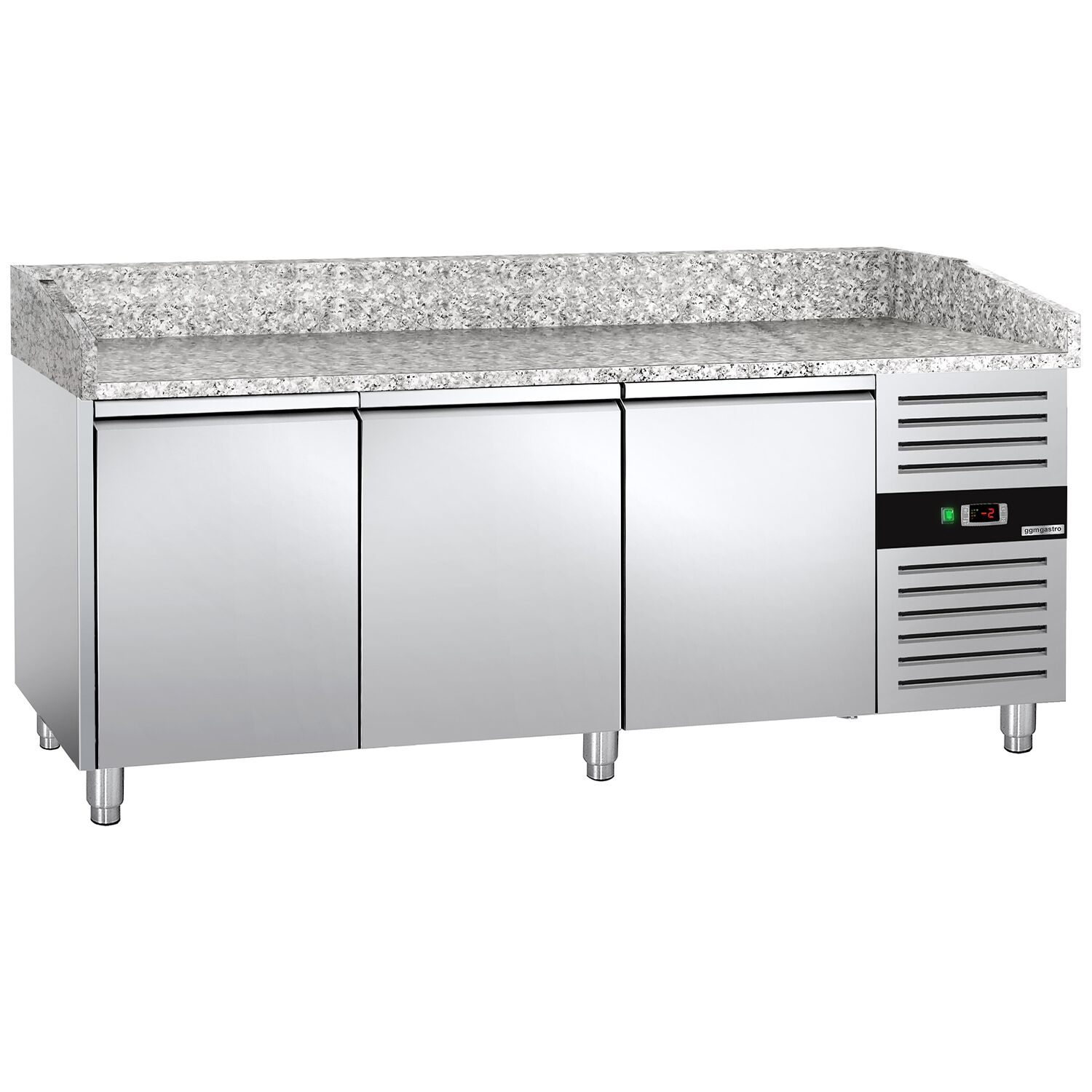 Masă frigorifică pentru preparare pizza ECO - cu blat din granit - 2025x800 mm - cu 3 uși