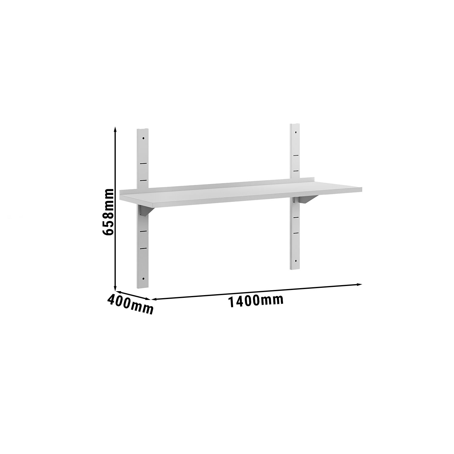 Étagère murale ECO en inox - 1400 × 400 mm - avec 1 étage