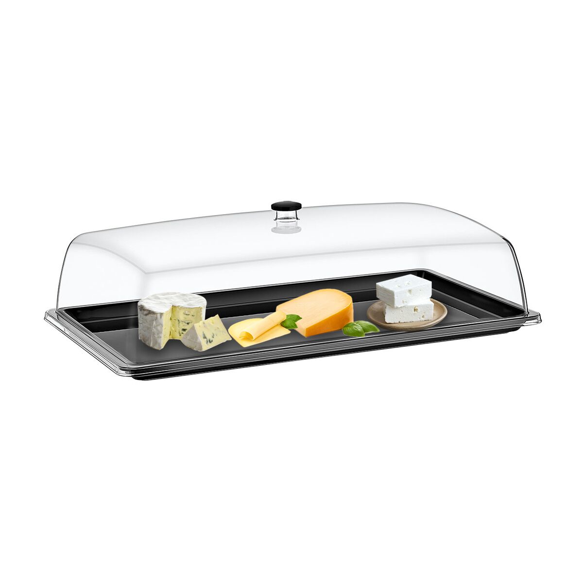 Couvercle de présentation - Dôme - GN 1/2 - Polycarbonate - 325x265mm - Hauteur:170mm - incl. plateau GN 1/2 - avec professionnel, empilable