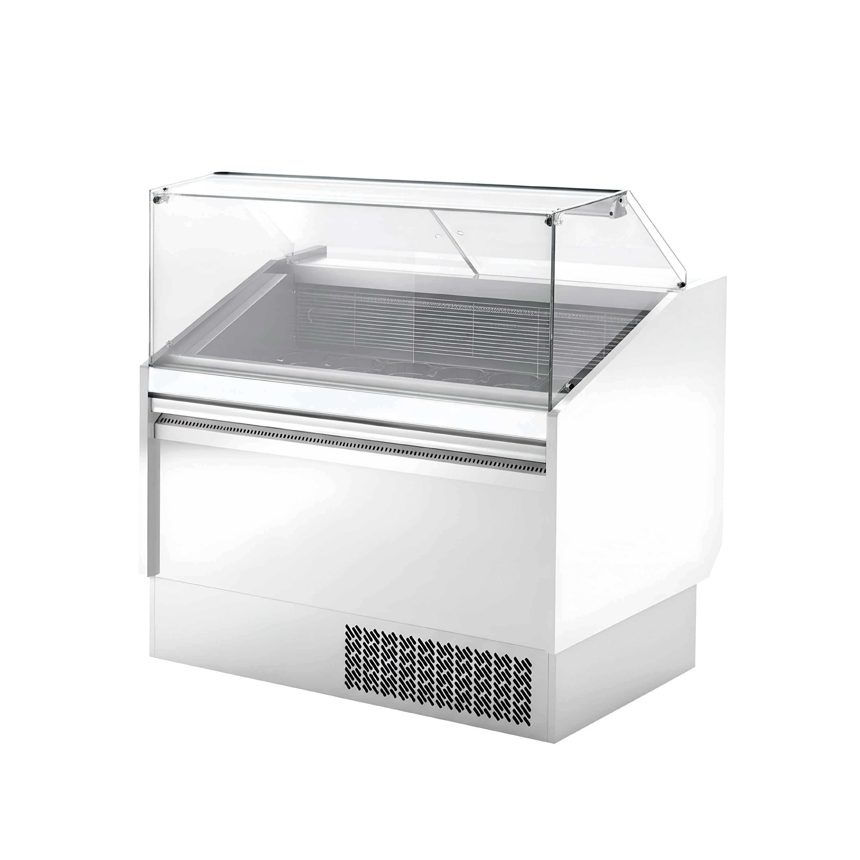 Vitrine à glace LEVI – 1310 mm – refroidissement statique – pour 7+7 bacs à glace de 5 litres – Blanc