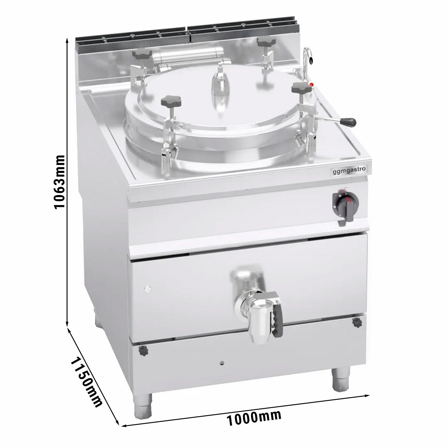 Gas Pressure Boiling Pan - 200L - 34.5kW - Indirect Heating - with Water Connection