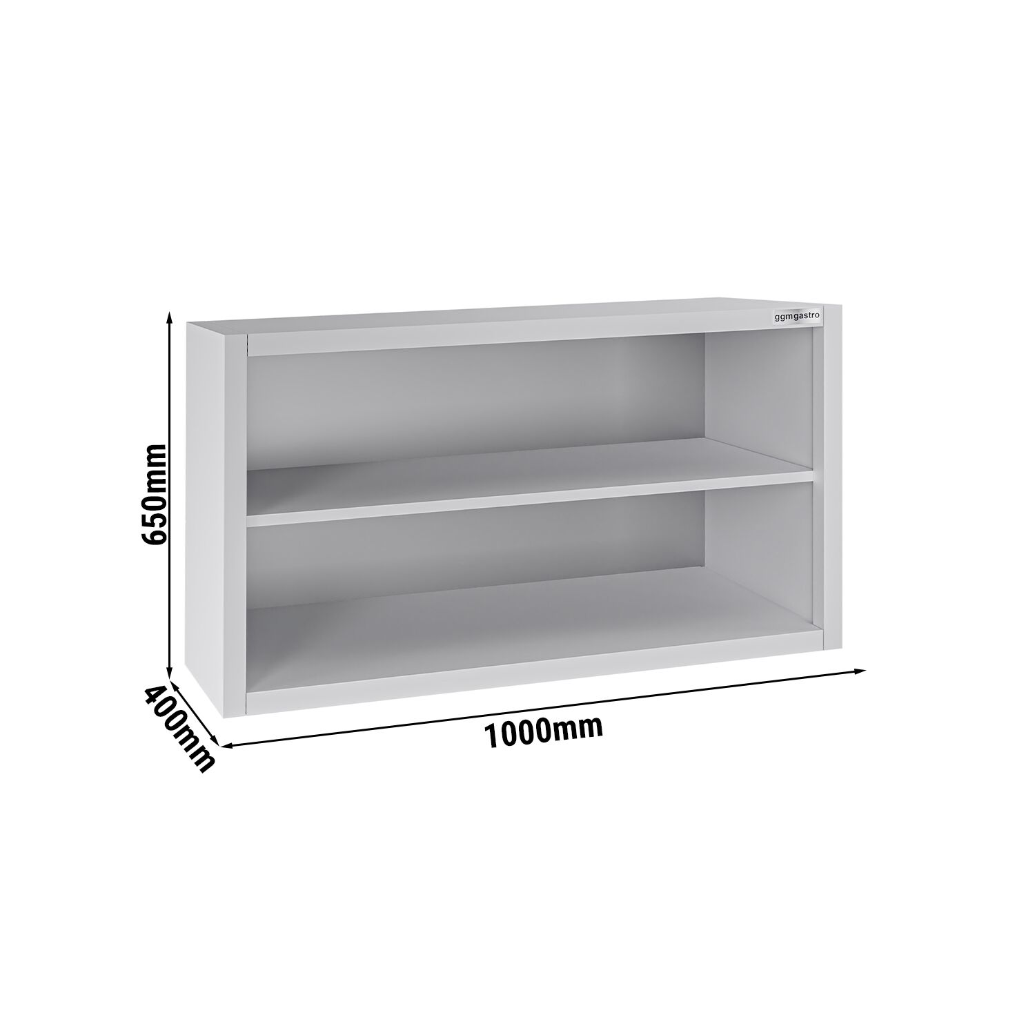 Armoire murale en acier inoxydable ECO - 1000x400mm - sans portes (ouvert) - 650mm de haut