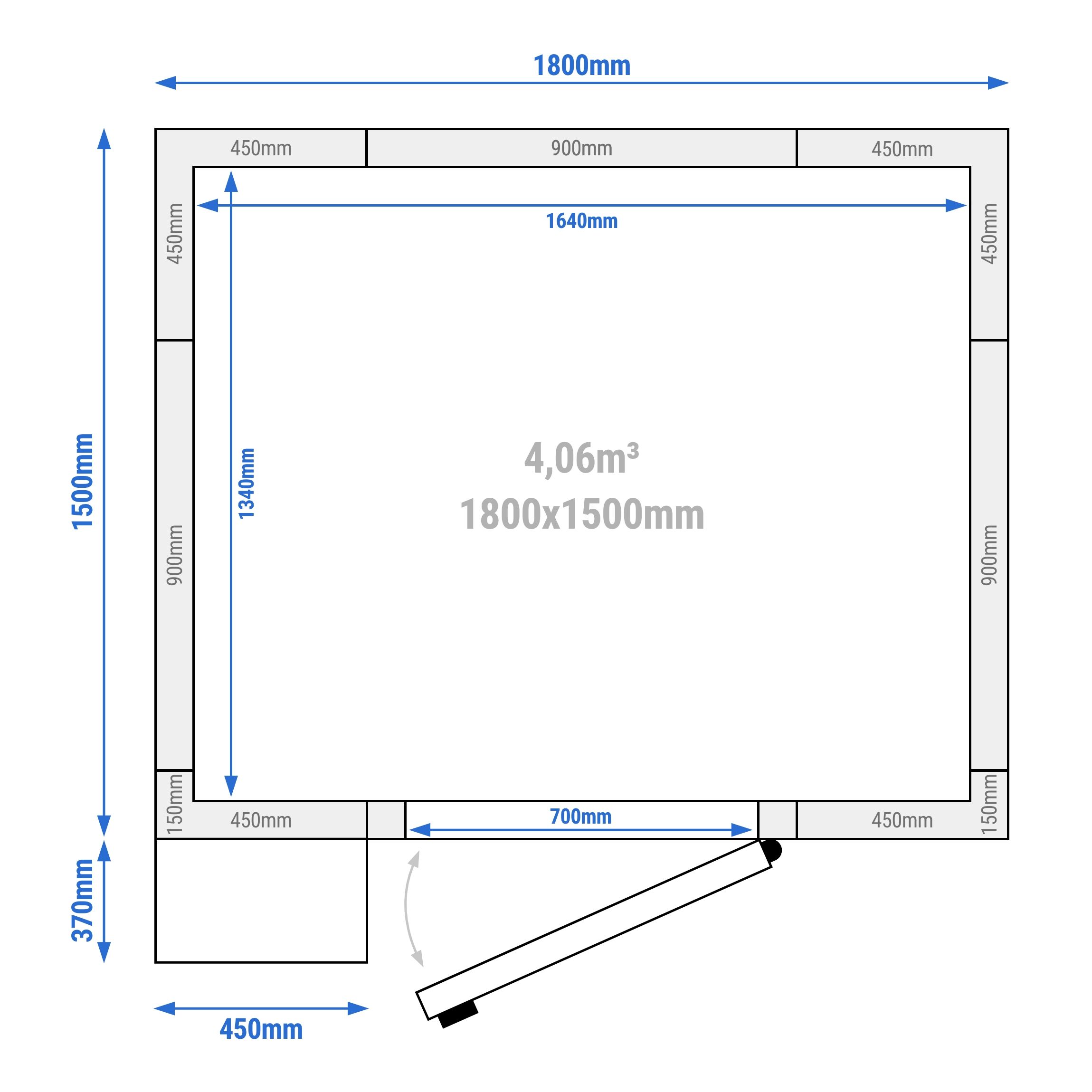 Chambre froide - 1800 x 1500 mm - 4,06 m³ - groupe frigorifique inclus