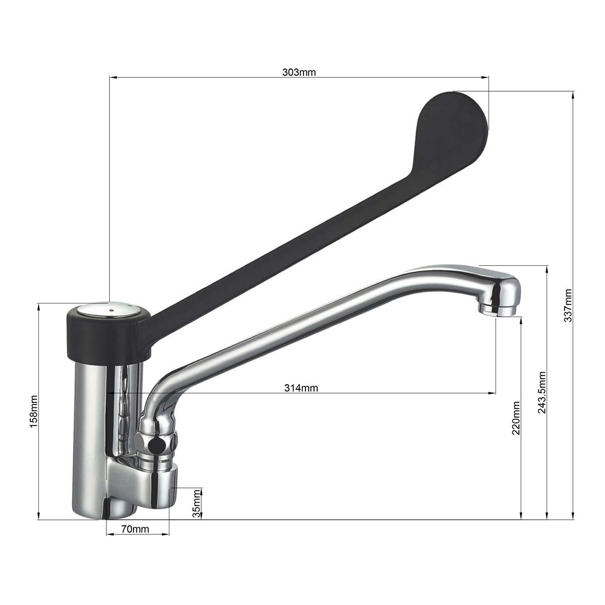 Enkelgats mengkraan 5000 - met 1-gats monobloc, tafelmodel, zwenkuitloop, eengreeps, G1/2 - 250mm