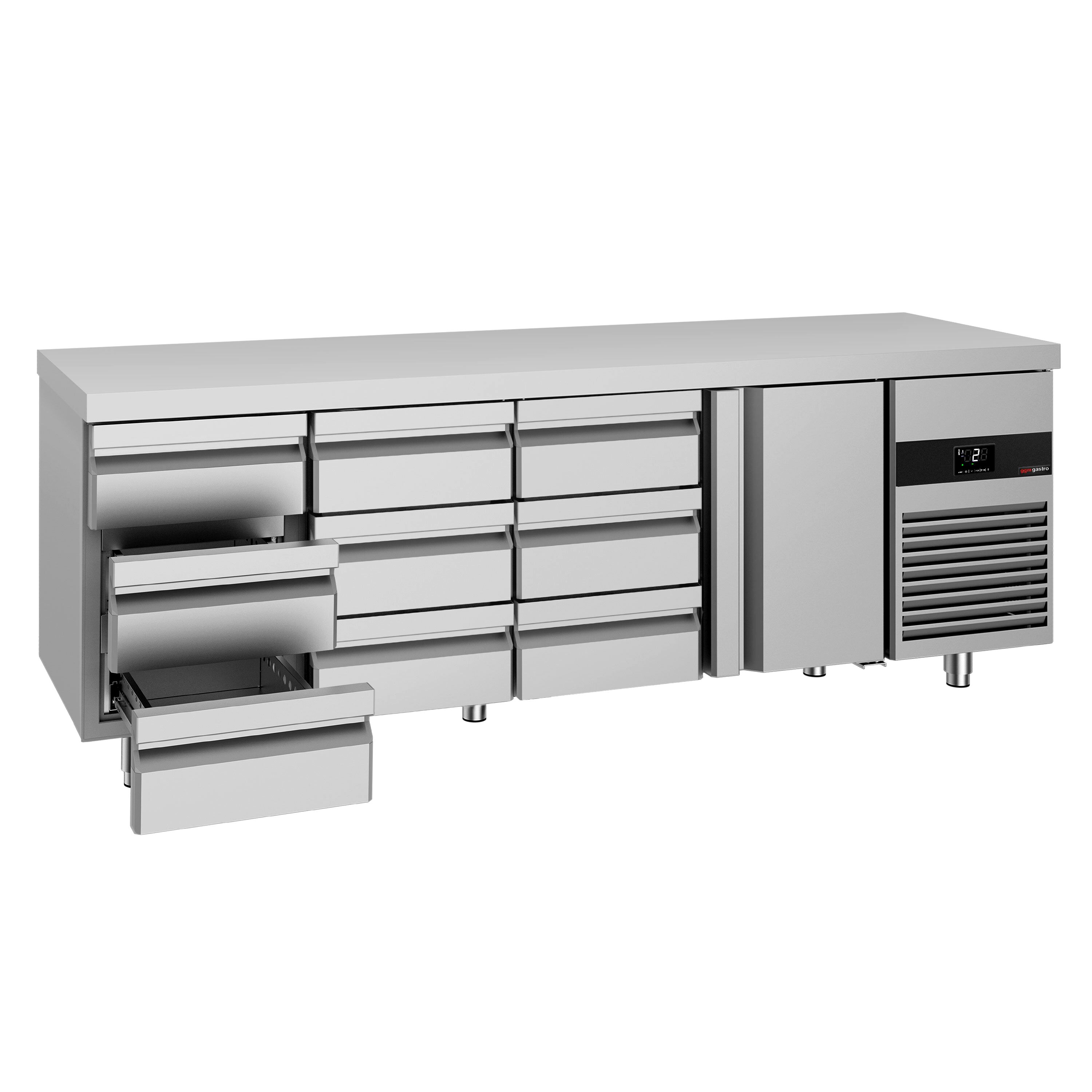 Table réfrigérée PREMIUM - 2330 x 700 mm - avec 1 porte - 9 tiroirs