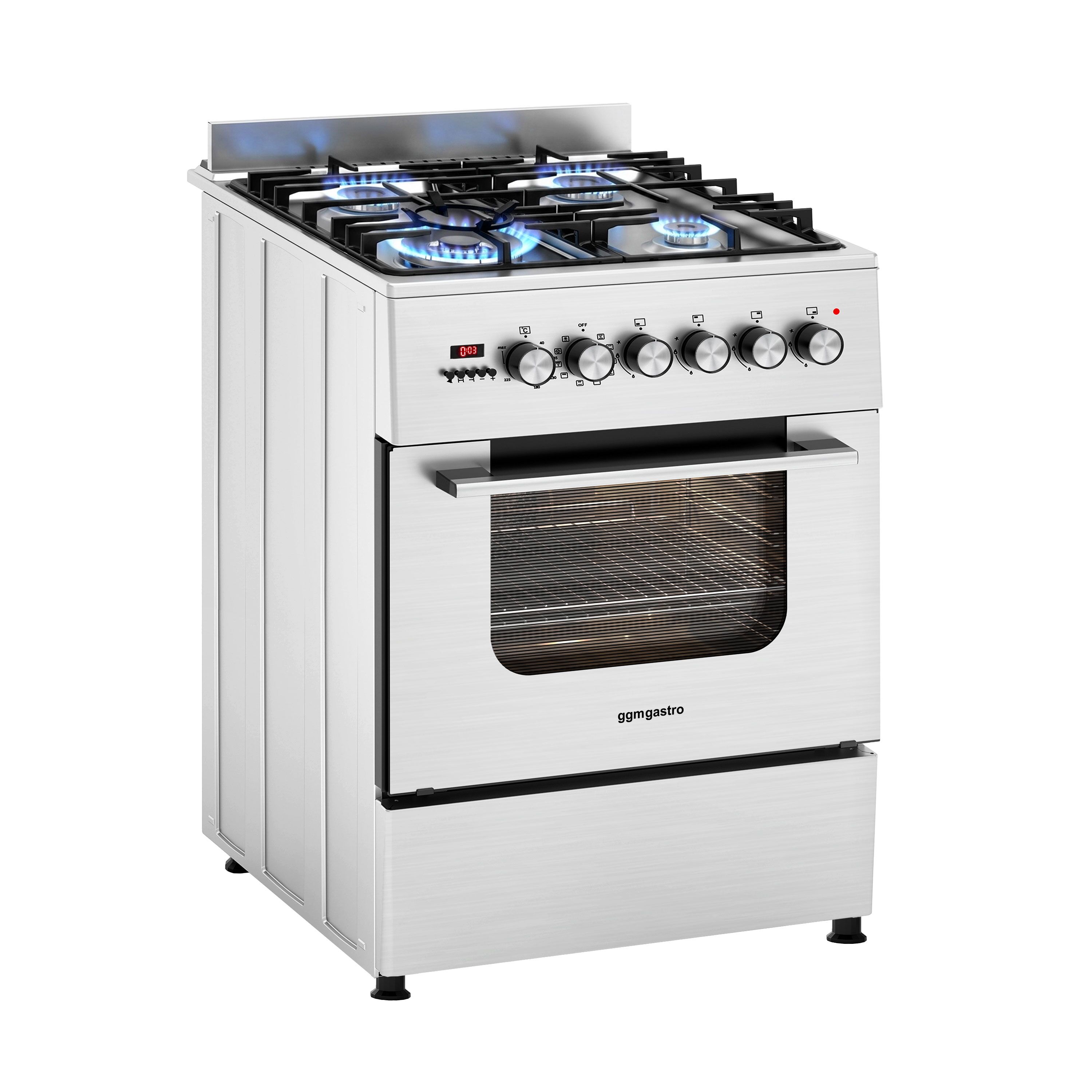 Commercial Gas Cooker – 4 Burners (8.4 kW) – 600 mm – with Electric Oven (3.85 kW)