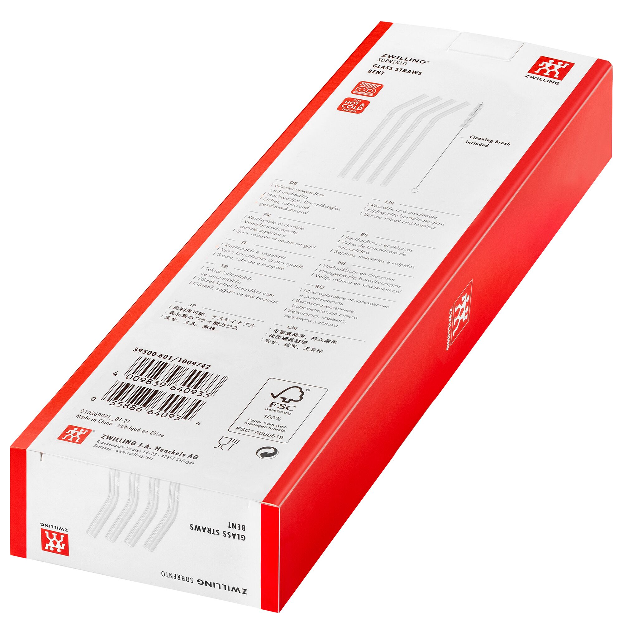 ZWILLING | Sorrento Glass Straw Set – 4x straws + brush - borosilicate - reusable