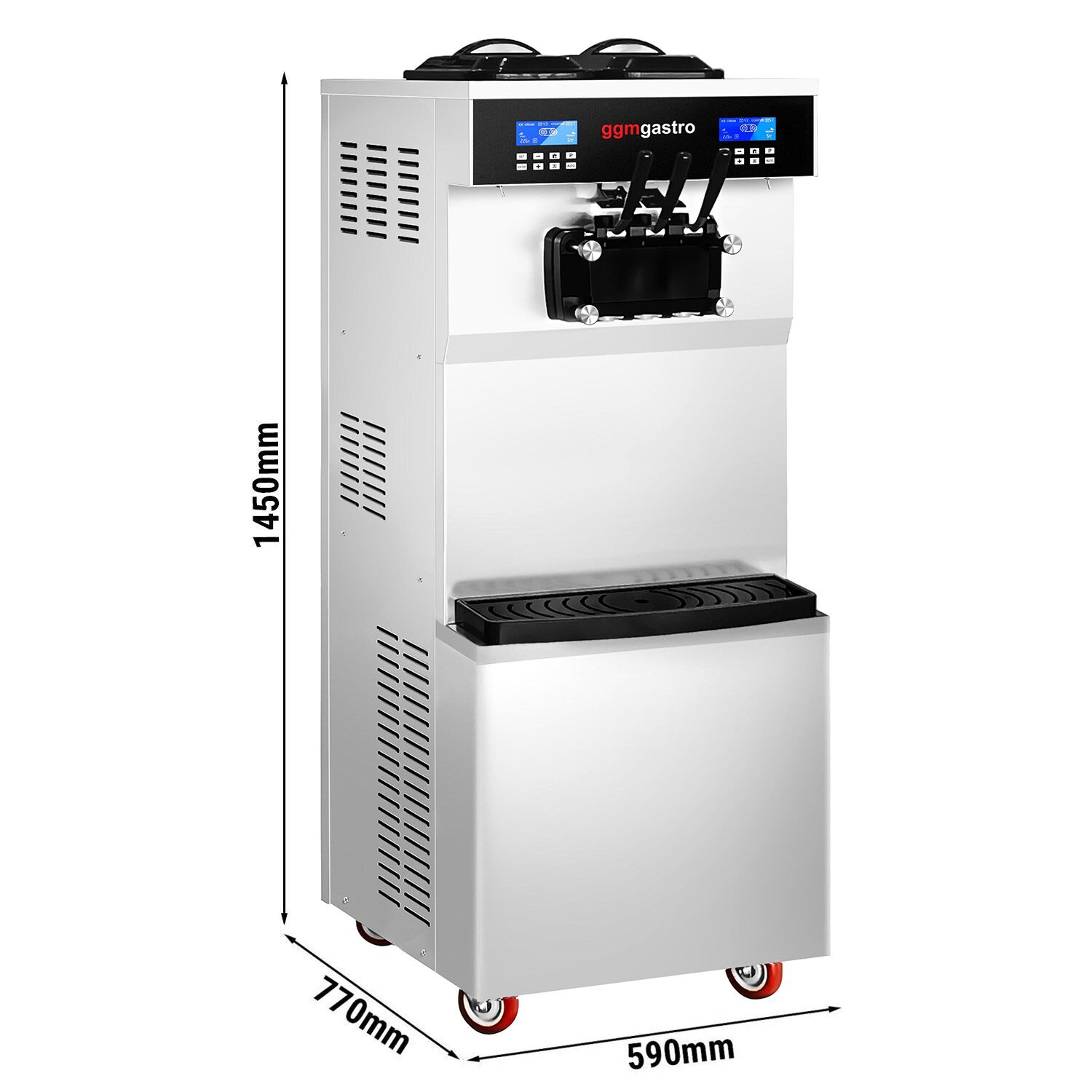 Machine à glace à l’italienne - 36L/h - 3,8kW - 3 parfums (2 + panaché) - Sur pied