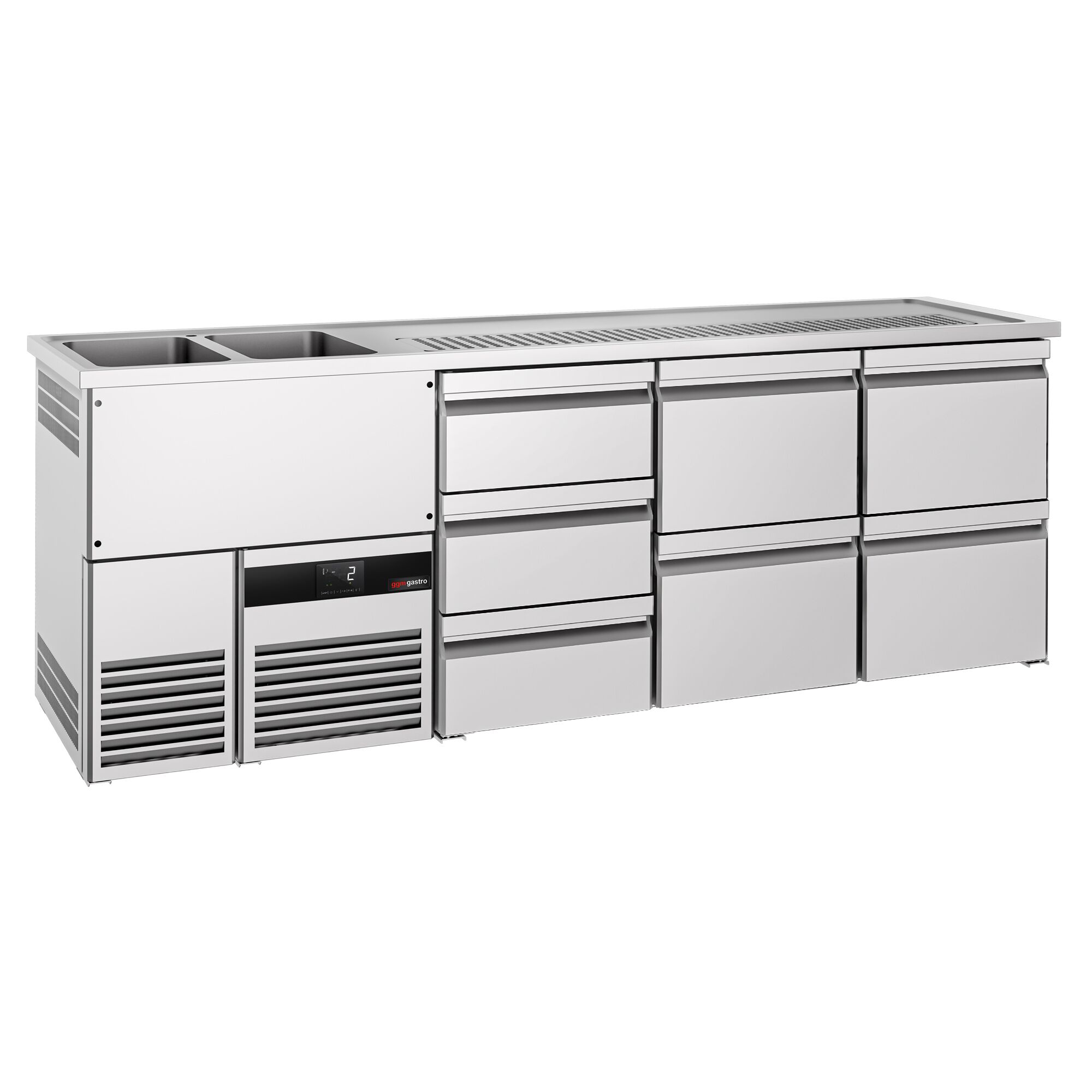 Comptoir de bar réfrigéré PREMIUM - 2500x700mm - 7 tiroirs