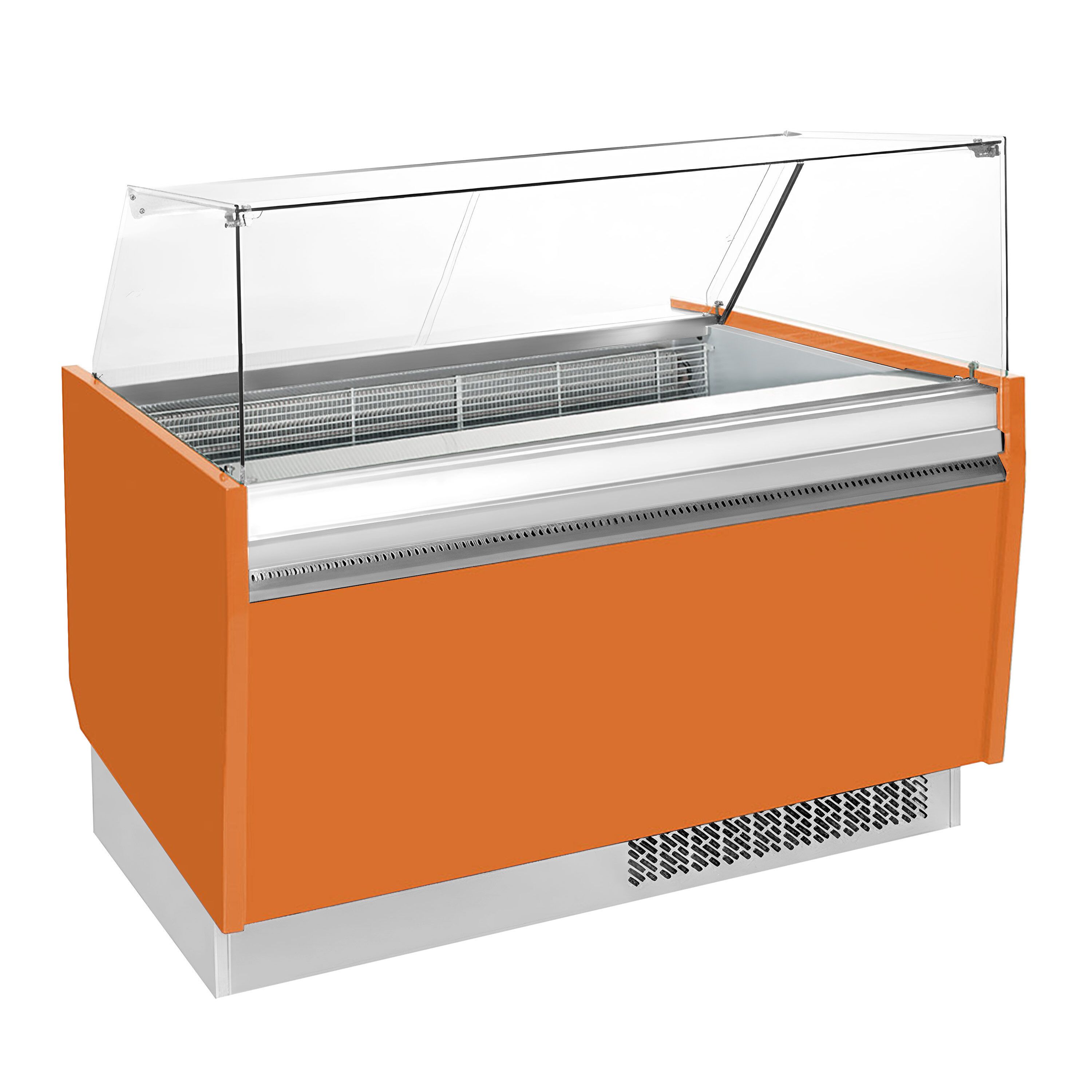 Vitrine à glace LIAM – 1560 mm – refroidissement statique – pour 13+13 bacs à glace de 5 litres – Orange