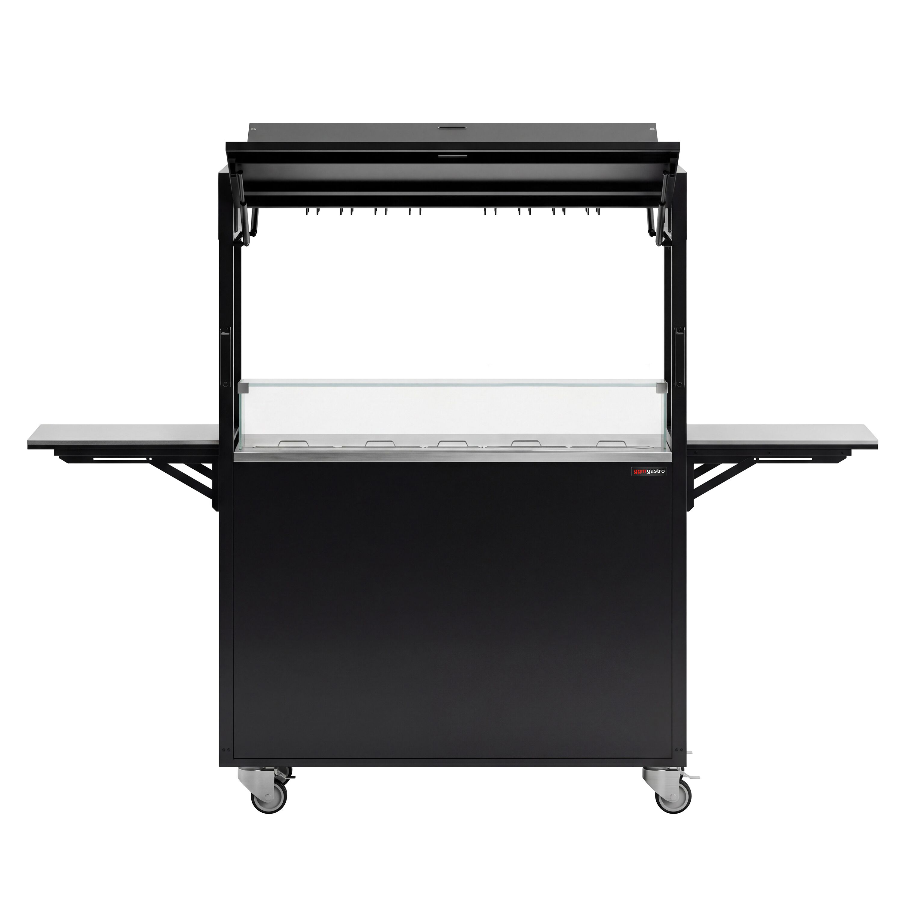 Station de cocktail mobile – avec réfrigérateur de bar, plan de travail, porte-verres et éclairage LED – rabattable