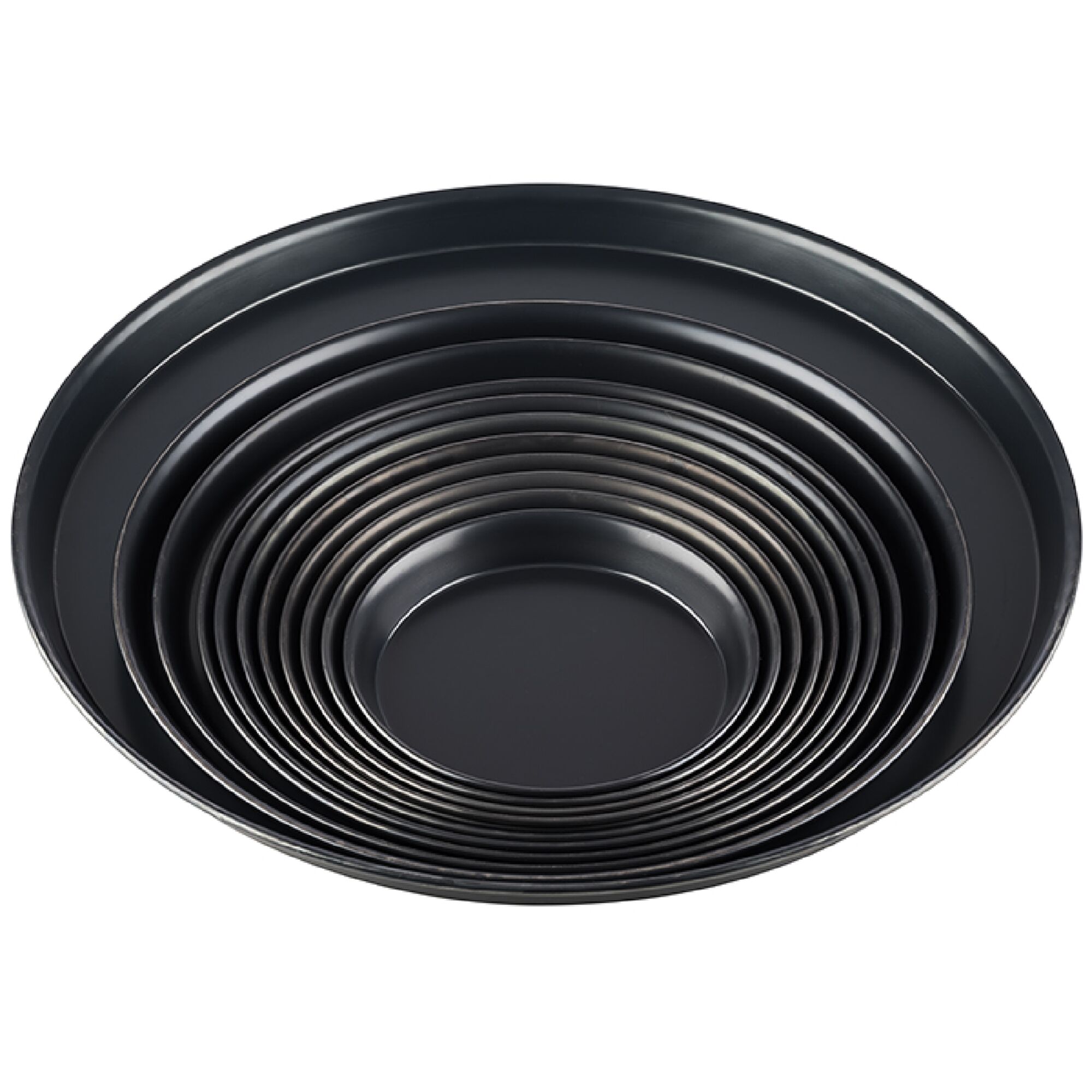 (10 stuks) Pizzaplaat - blauw plaatstaal - met opstaande rand - Ø180mm - hoogte: 25mm - zwart