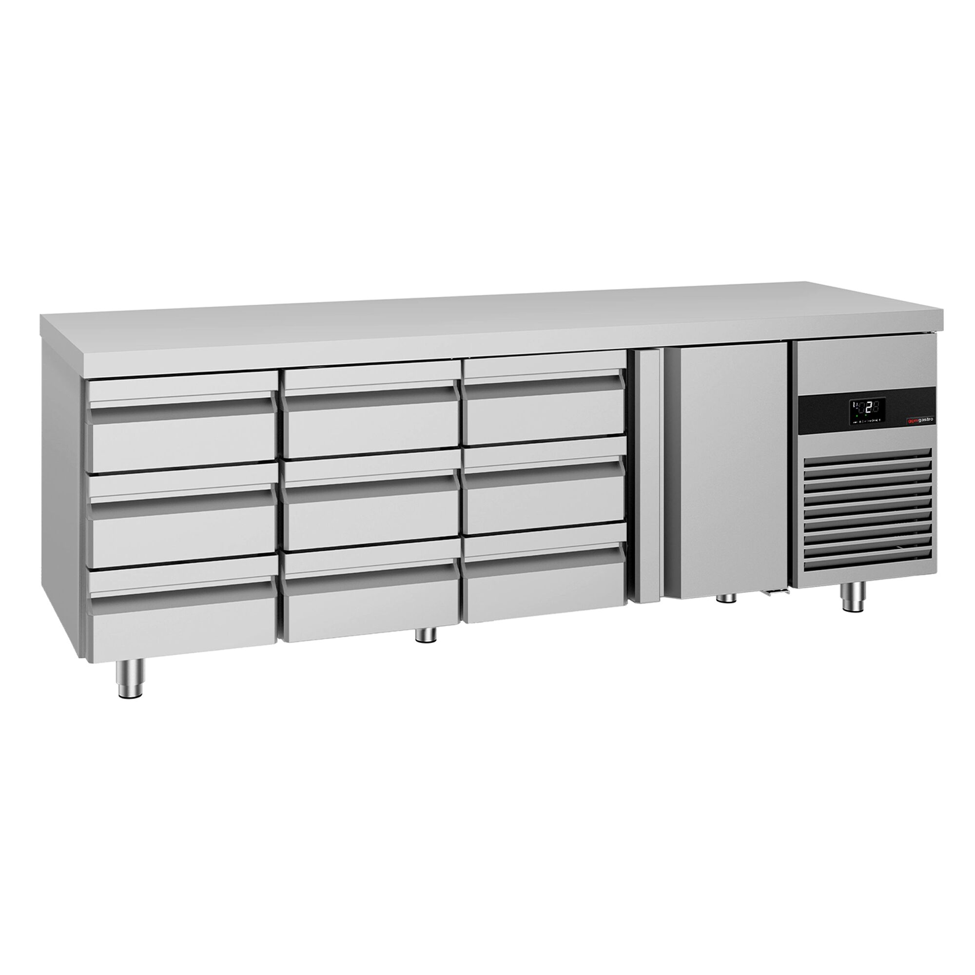 Table réfrigérée PREMIUM - 2330 x 700 mm - avec 1 porte - 9 tiroirs