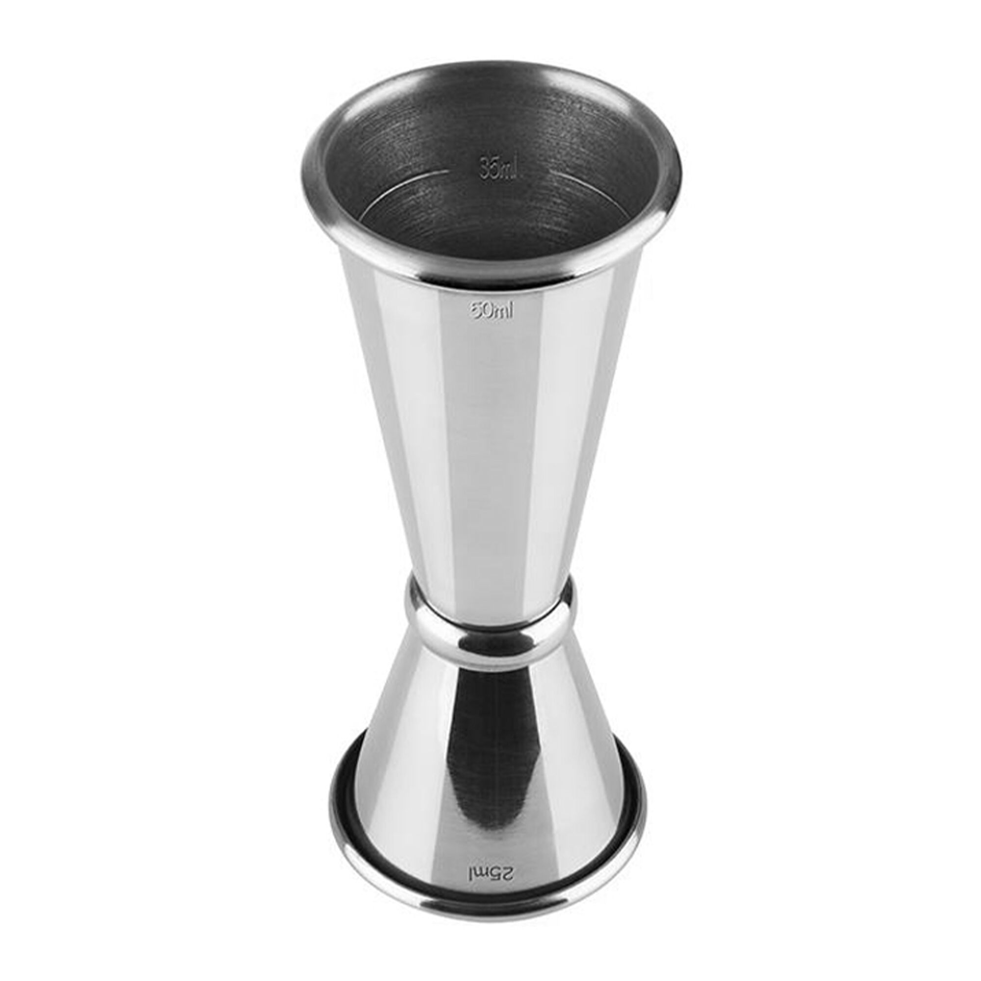 (6 pcs) Jigger double - acier inoxydable - 2,5cl/5cl (25/50 ml) - avec repère(s) 1,5cl/3,5cl - estampillé CE