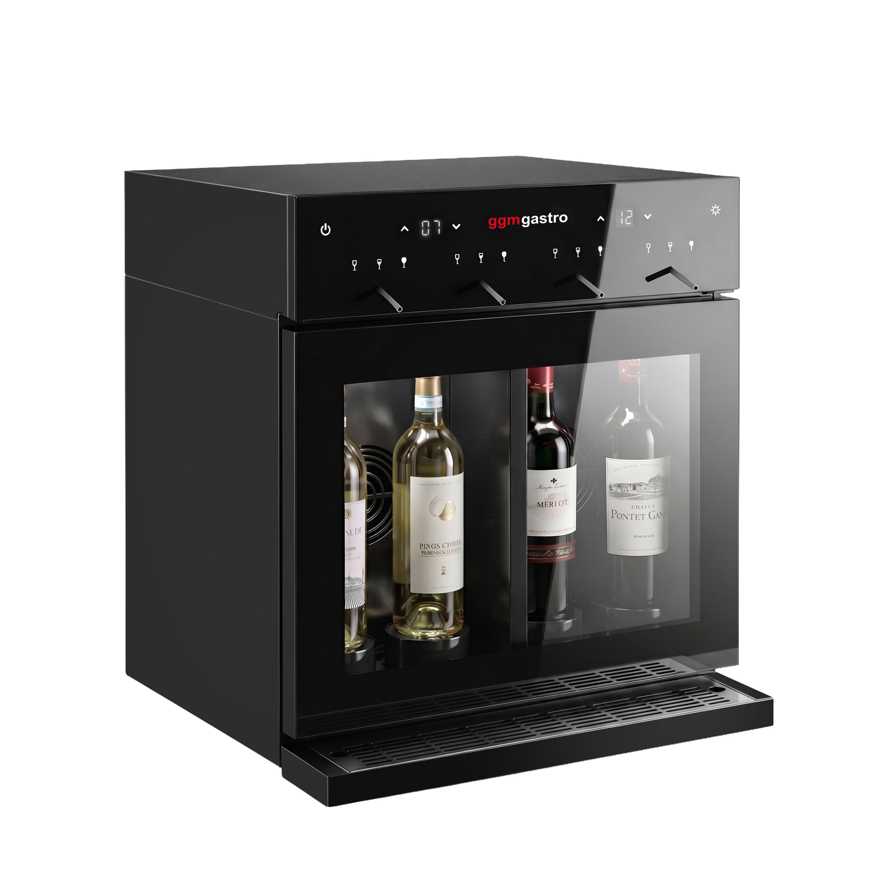 Distributeur de vin - 2 zones de température - réfrigéré - pour 4 bouteilles de vin
