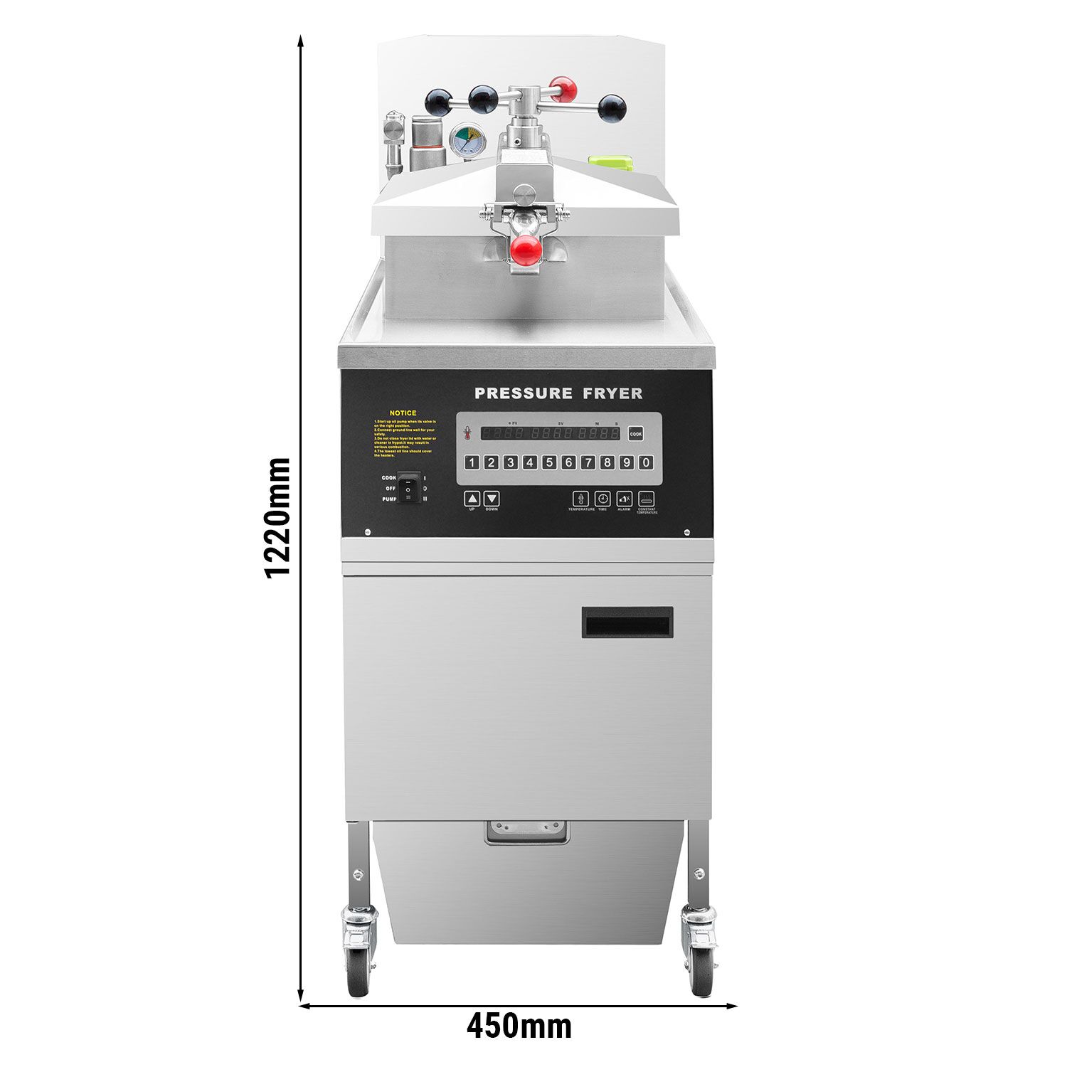 Friteuse à pression électrique professionnelle - 24L - 13,5kW - Commande électronique - avec système de filtration d’huile intégré