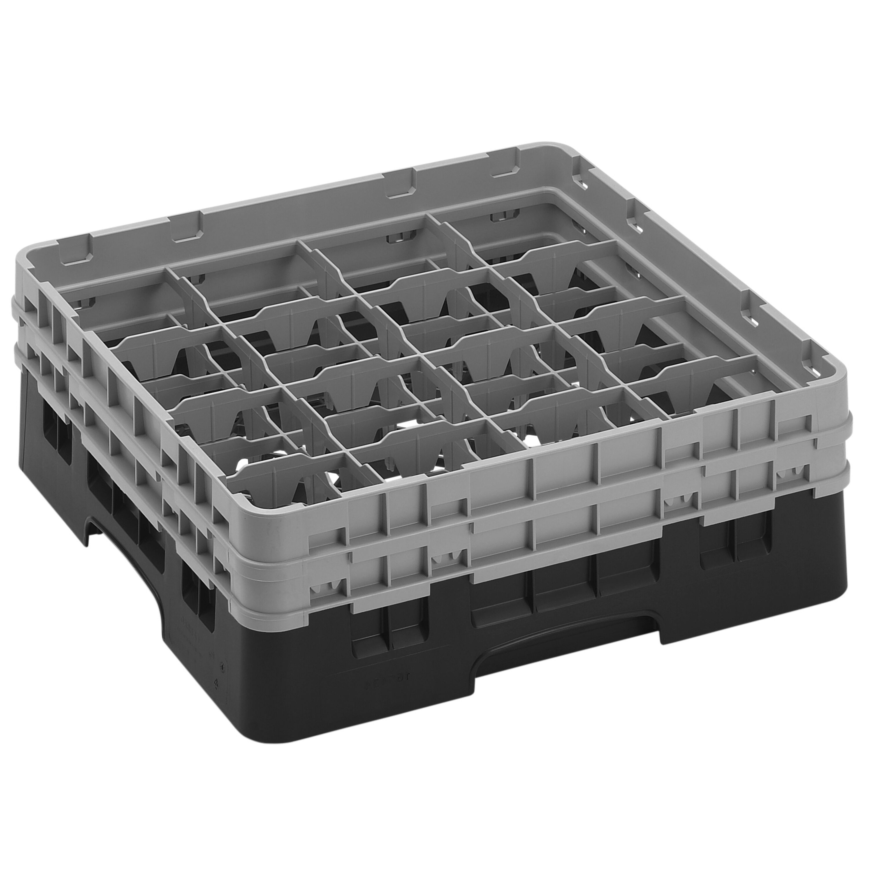CAMBRO | CAMRACK® - Glazenwasmand 1/1 - 16 vakken - met 2 verlengstukken - 500x500mm - Zwart