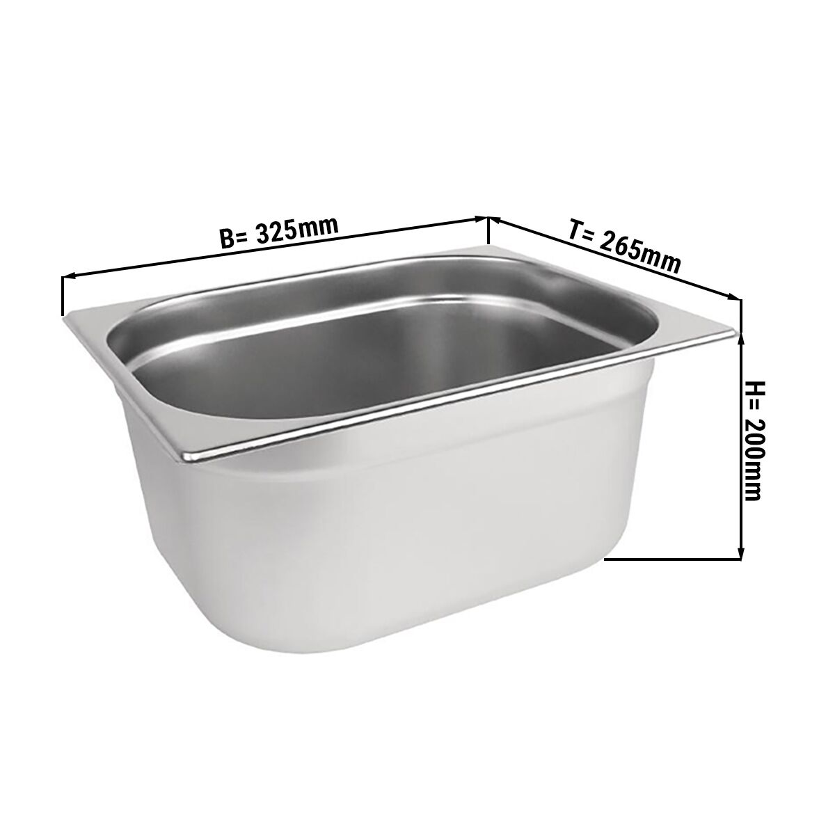 Stainless Steel Gastronorm Pan GN 1/2 - Depth: 200mm