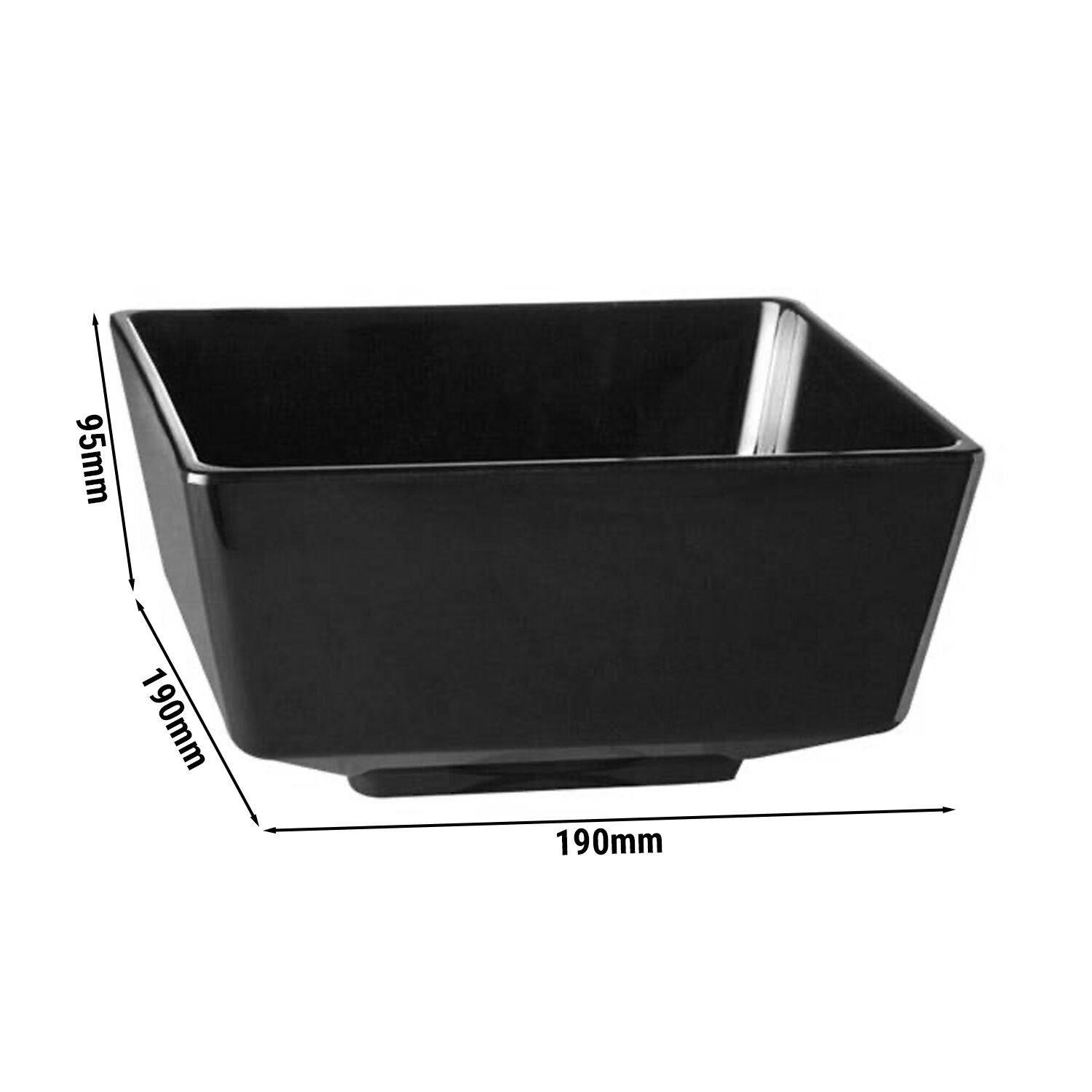 (6 pcs) Coupe - FLOAT - Mélamine - 1,9L - carré - lot de 6 - 190x190mm - Profondeur : 95mm - Noir
