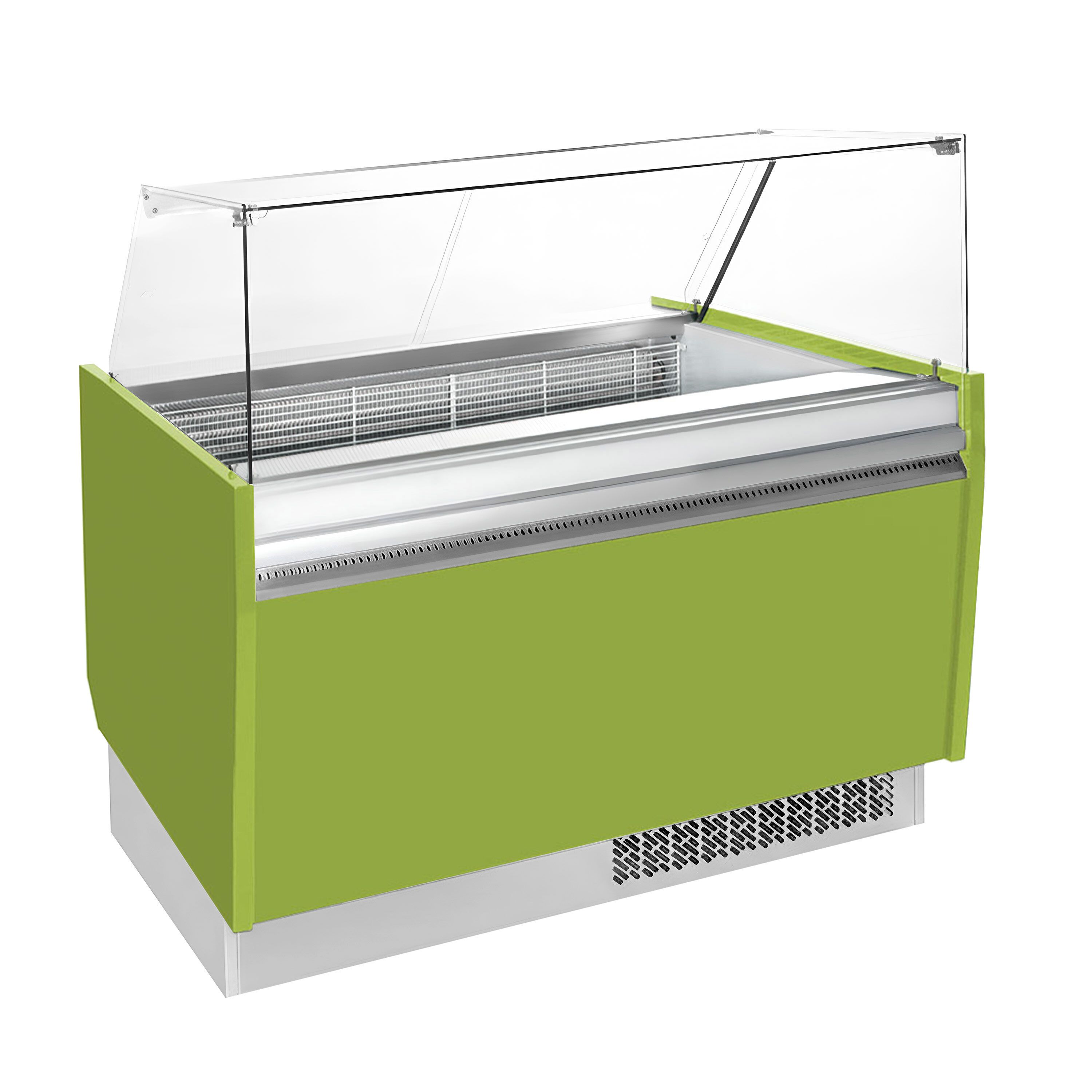 Vitrine à glace LIAM – 1310 mm – refroidissement statique – pour 10+10 bacs à glace de 5 litres – Vert clair