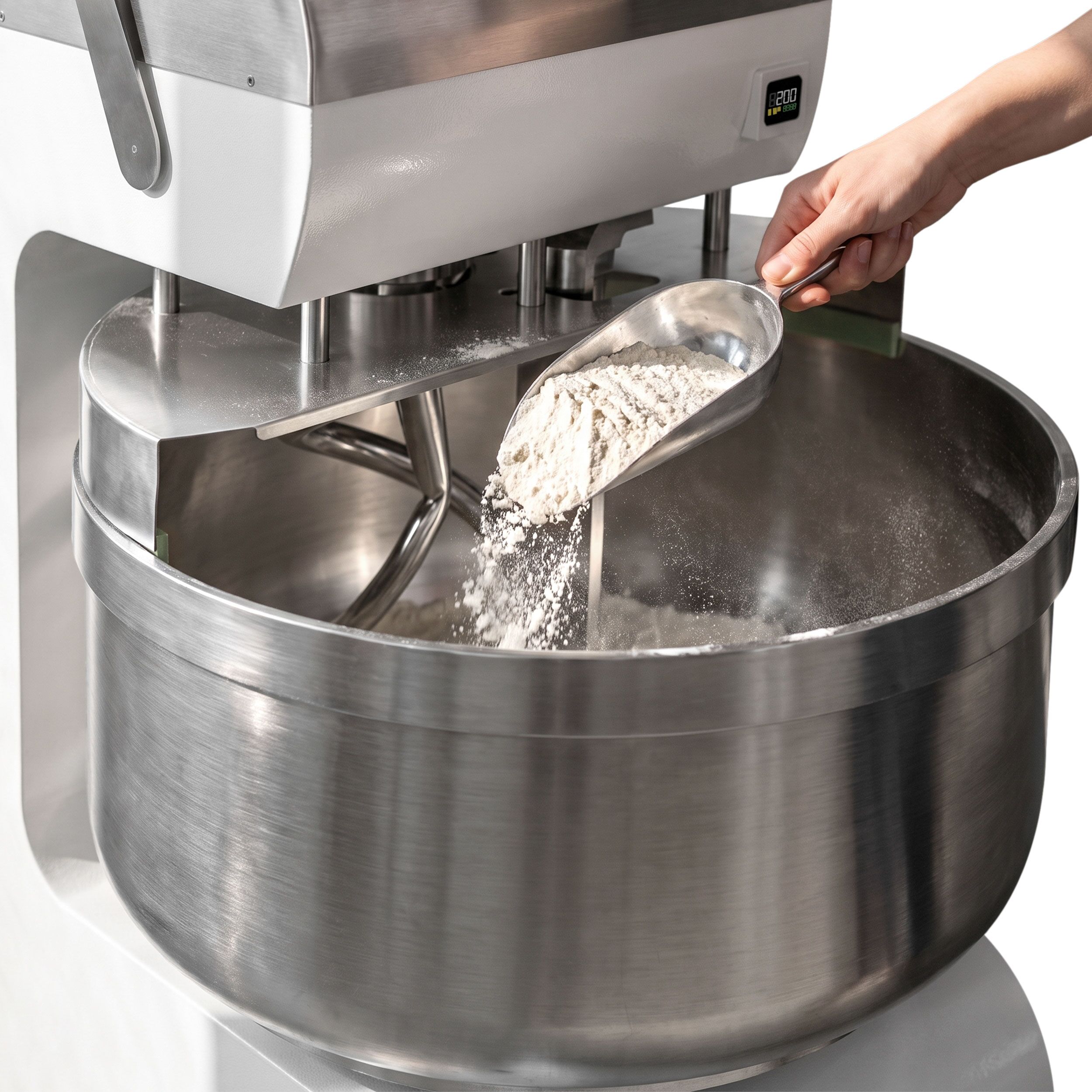Amasadora espiral INDUSTRIAL - 368L / 250kg - 2 velocidades - cuba fija - con temporizador - 400V trifásica - doble motor - para masas de pan/pizza