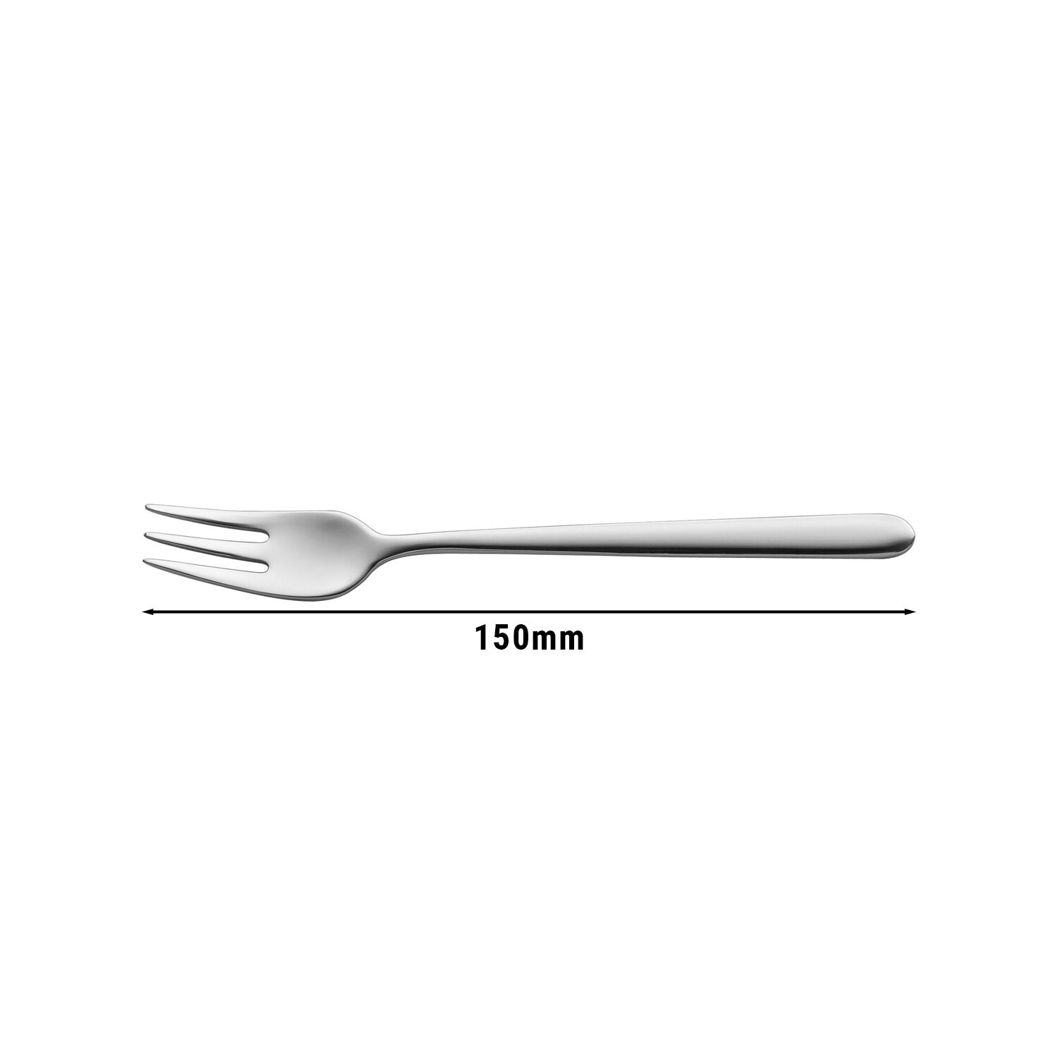 ZWILLING | Chiaro Cake Fork – 150 mm - 18/10 Stainless Steel - Matte - Tapered Tines - Dishwasher Safe