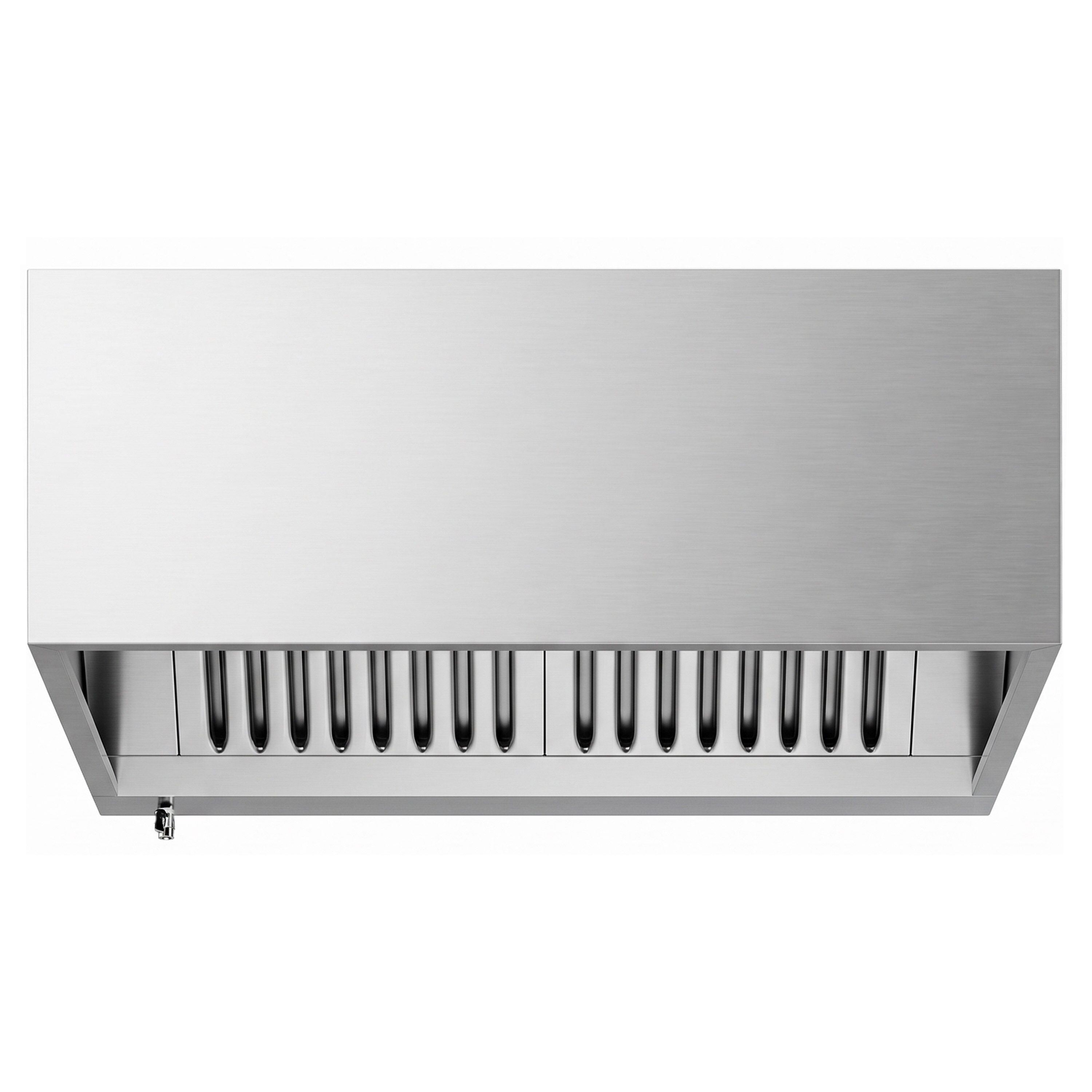 Hotte à adosser professionnelle - Profondeur 1100 - 2200mm - sans moteur - avec filtres et éclairage
