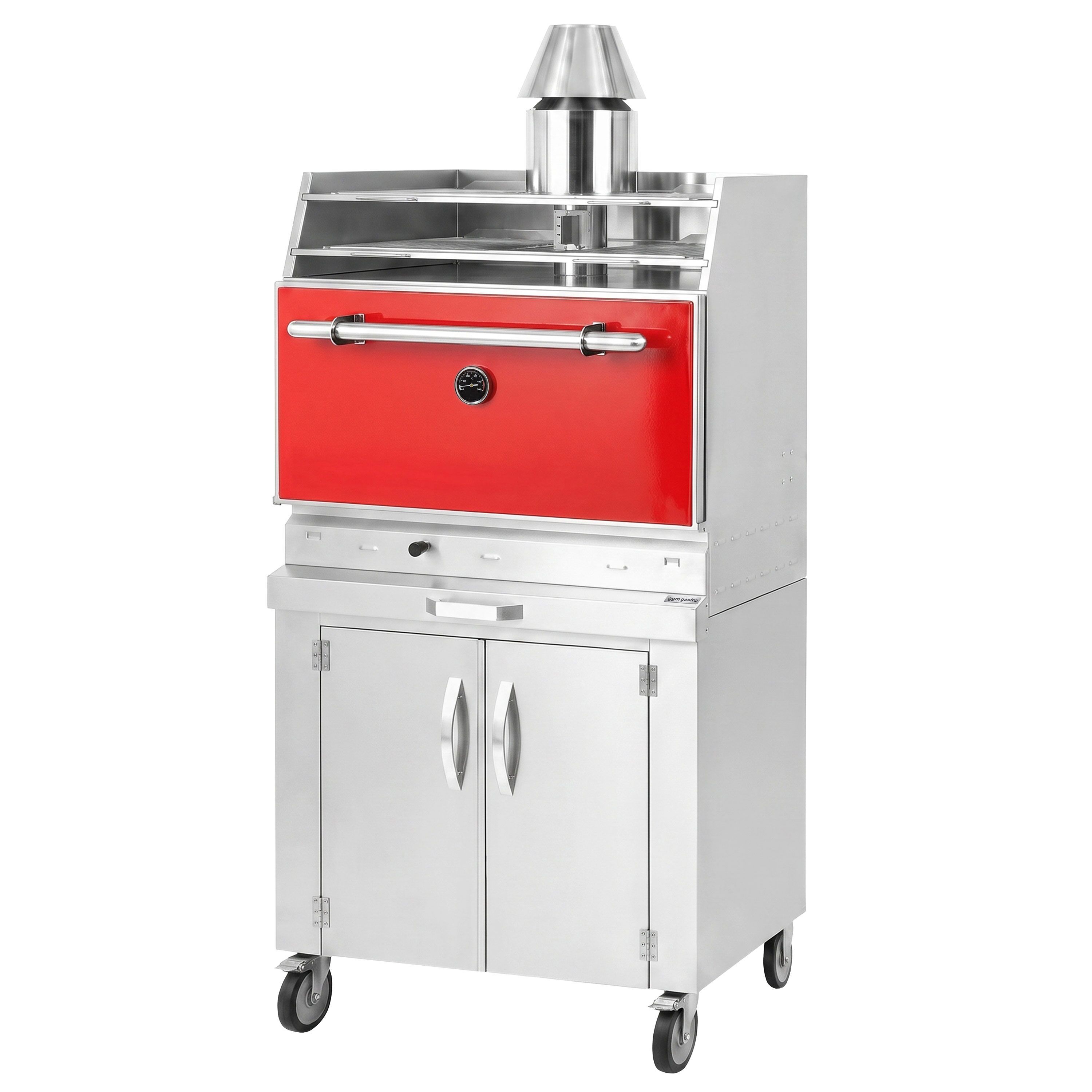 Charcoal Oven - 920mm - with cabinet base - Red