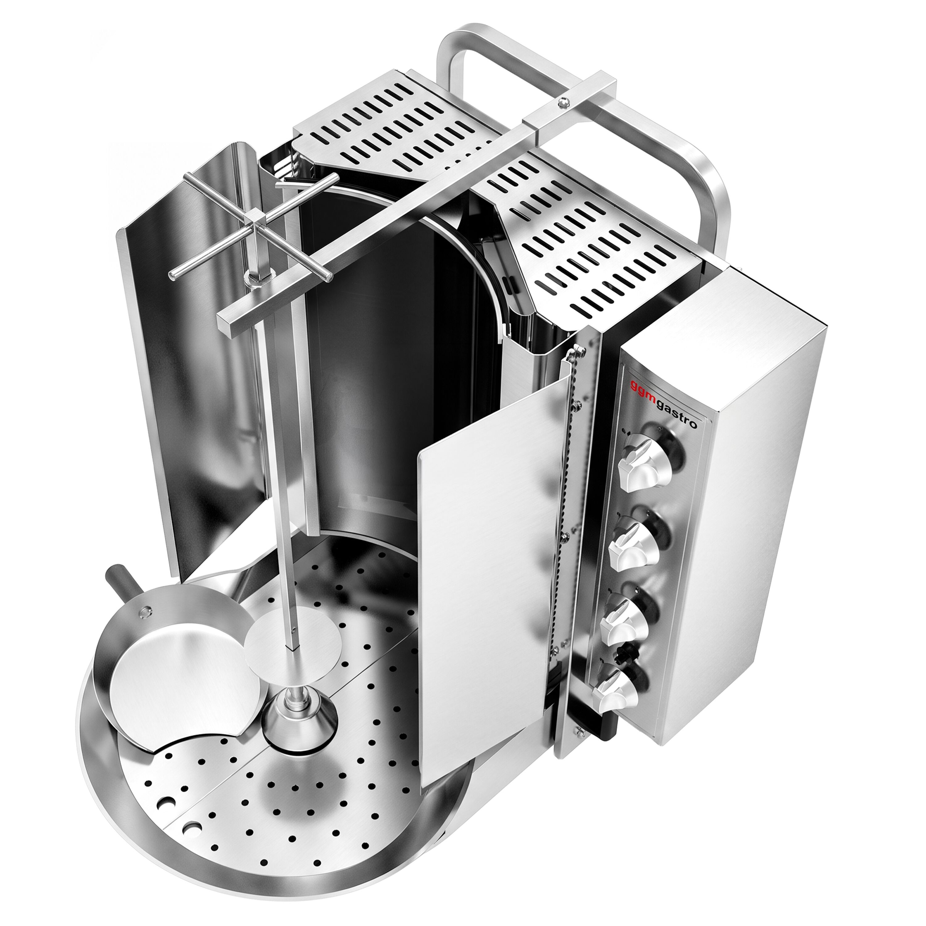 Gas Doner Kebab Grill (Shawarma/Gyros) – with Bottom Motor – ROBAX® Glass – 8 Burners – max. 75 kg – 16 kW