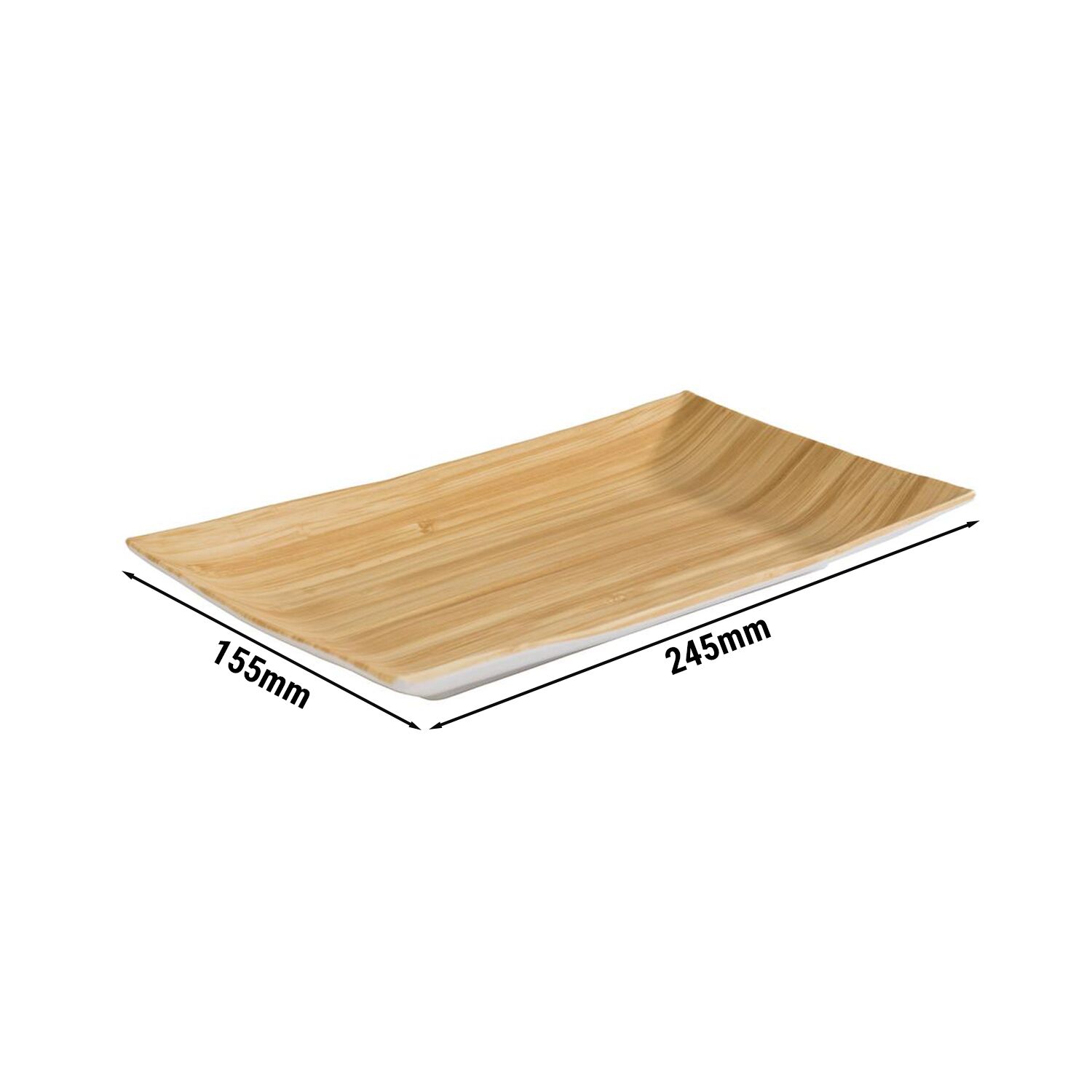 (6 pcs) Plateau de présentation - BAMBOO - Mélamine - 245x155mm - Hauteur:30mm - Beige/Blanc - empilable, compatible lave-vaisselle