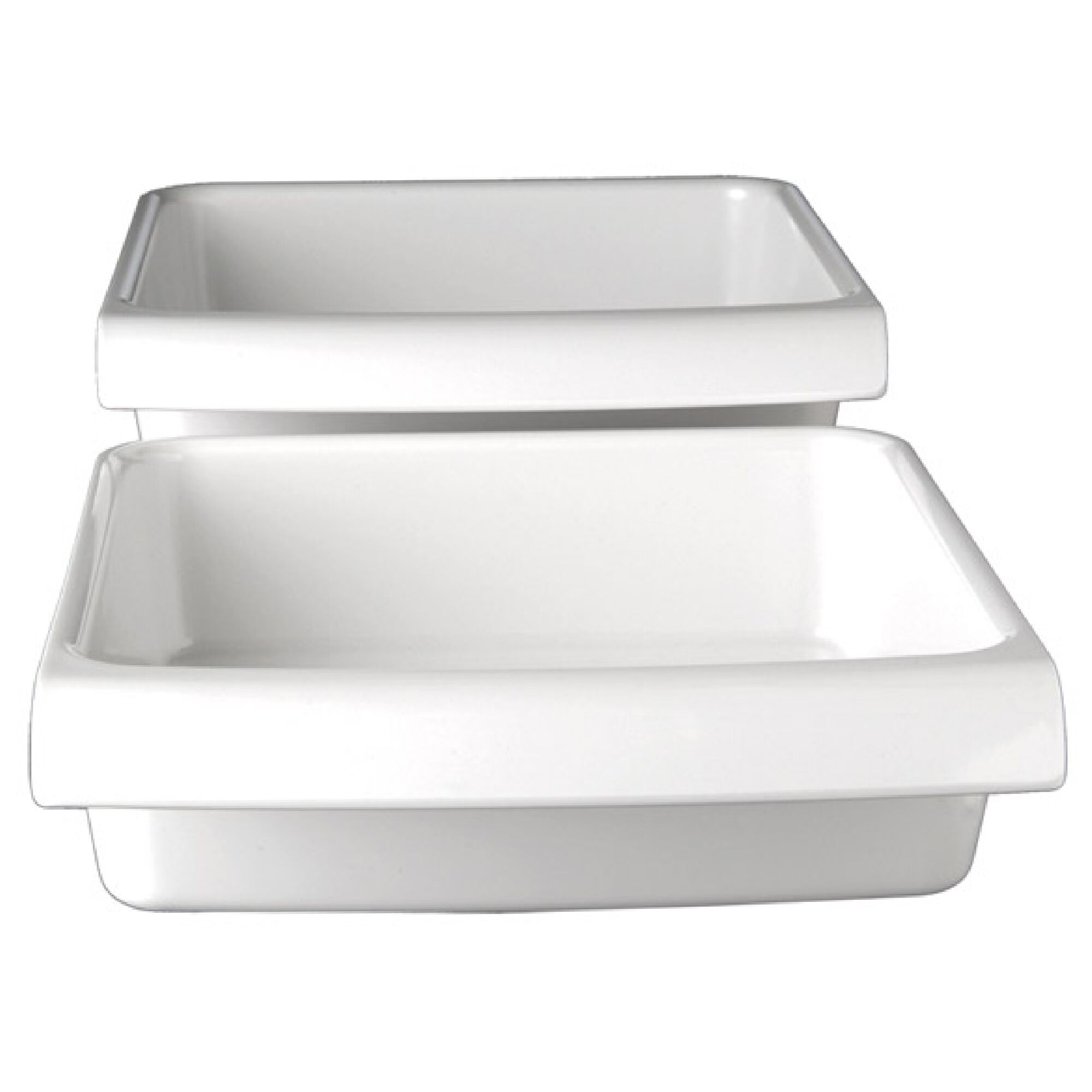 (6 pcs) Bac GN 1/2 - CASCADE - Mélamine - 3,65L - rectangulaire - 325x265mm - Profondeur : 75mm - Blanc