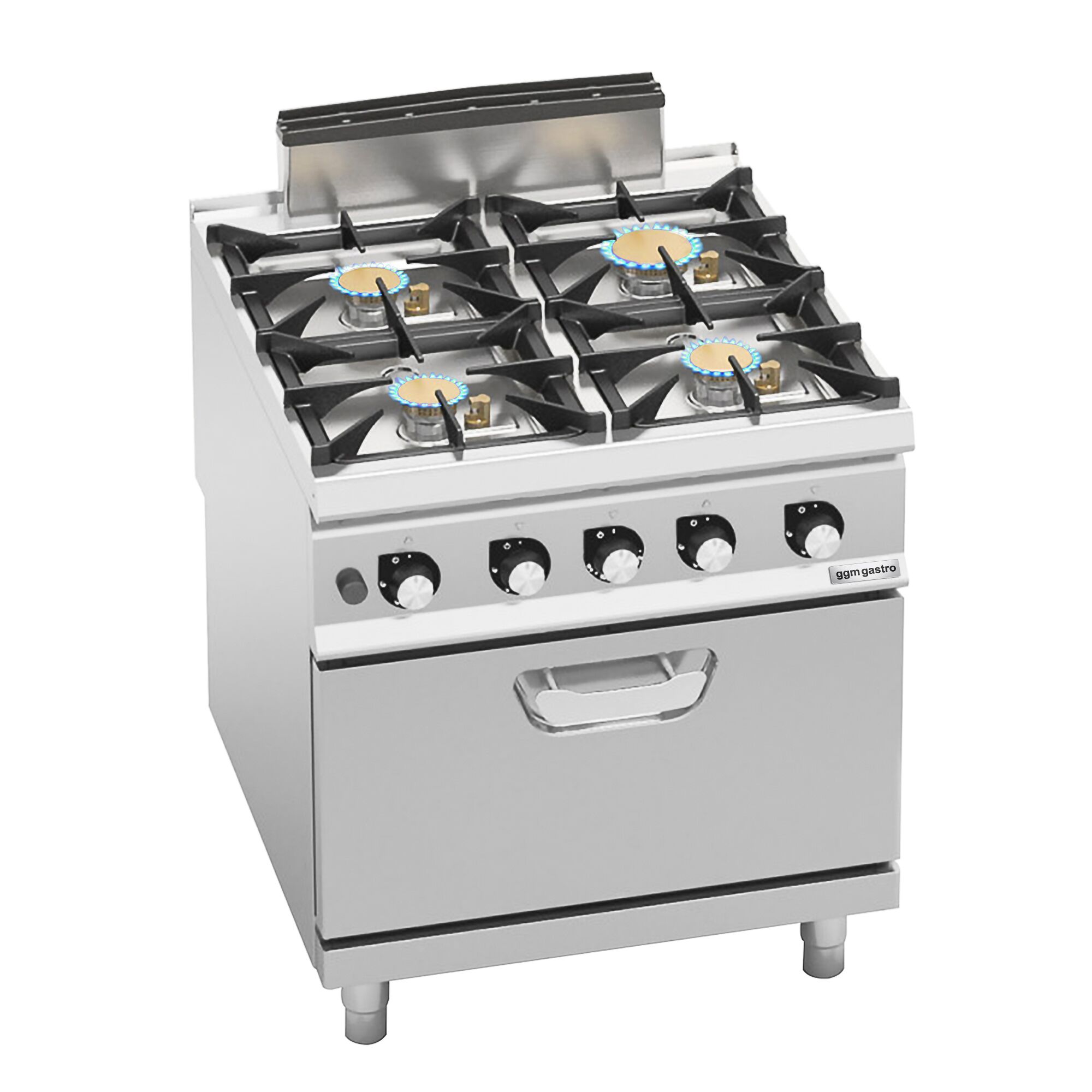Fourneau à gaz – 28 kW – 4 brûleurs – avec four à gaz statique – 7,8 kW
