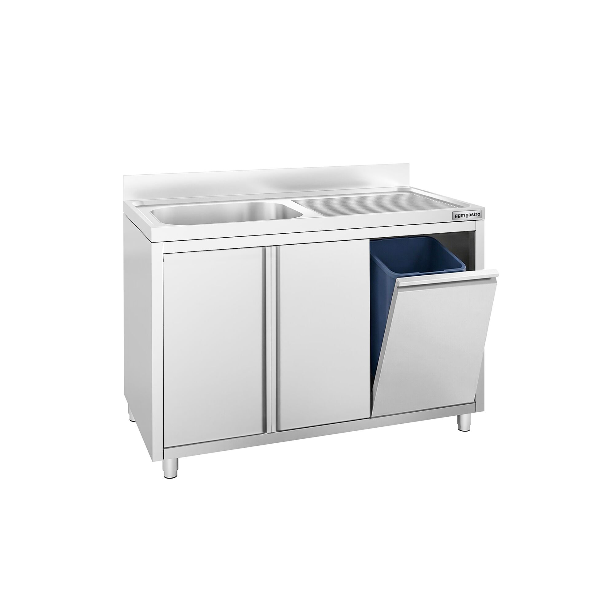 Spülschrank PREMIUM - 1200x600mm - mit Abfallbehälter & 1 Becken links
