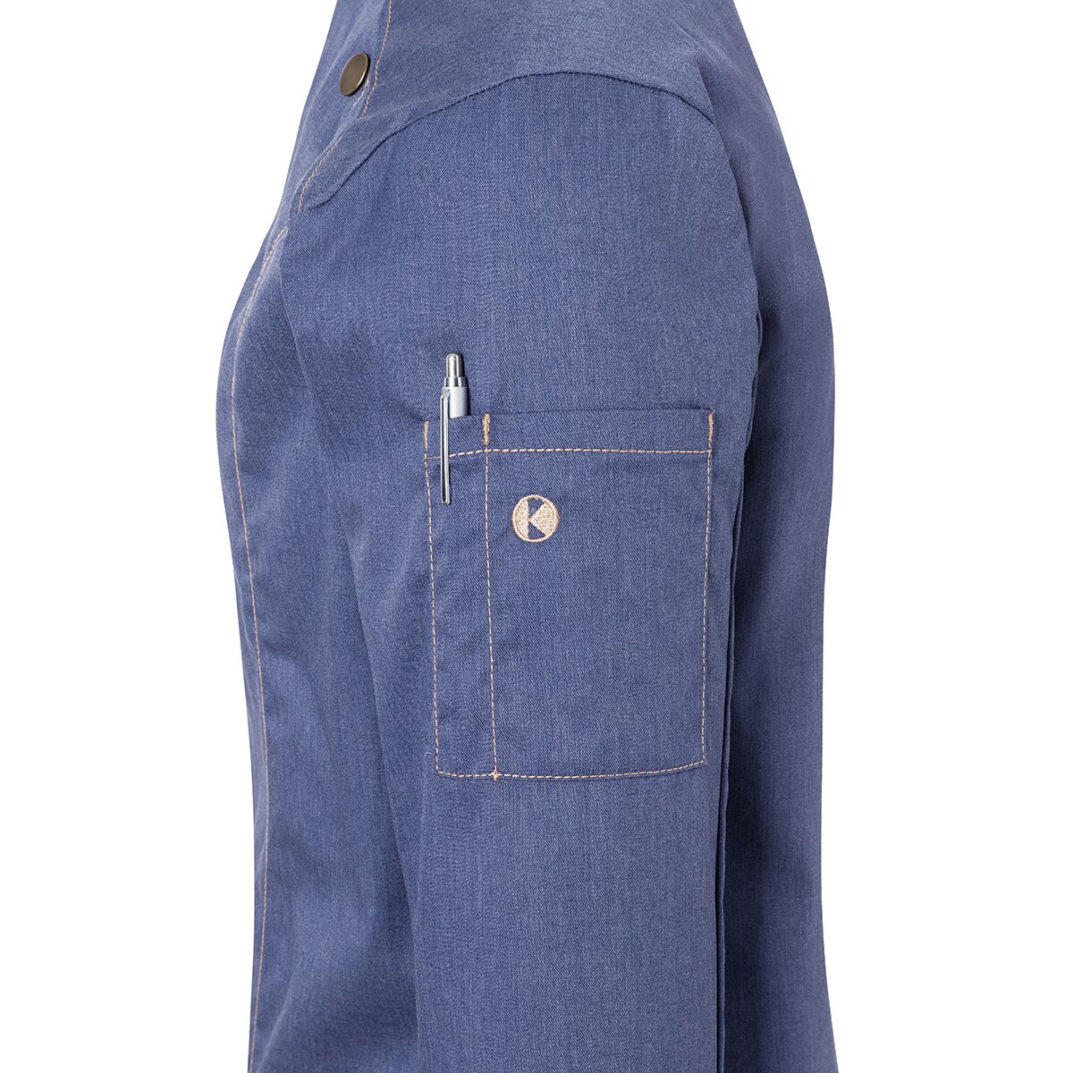 (6 pièces) KARLOWSKY | Veste de cuisine femme style jeans - Vintage Blue - Taille : 44