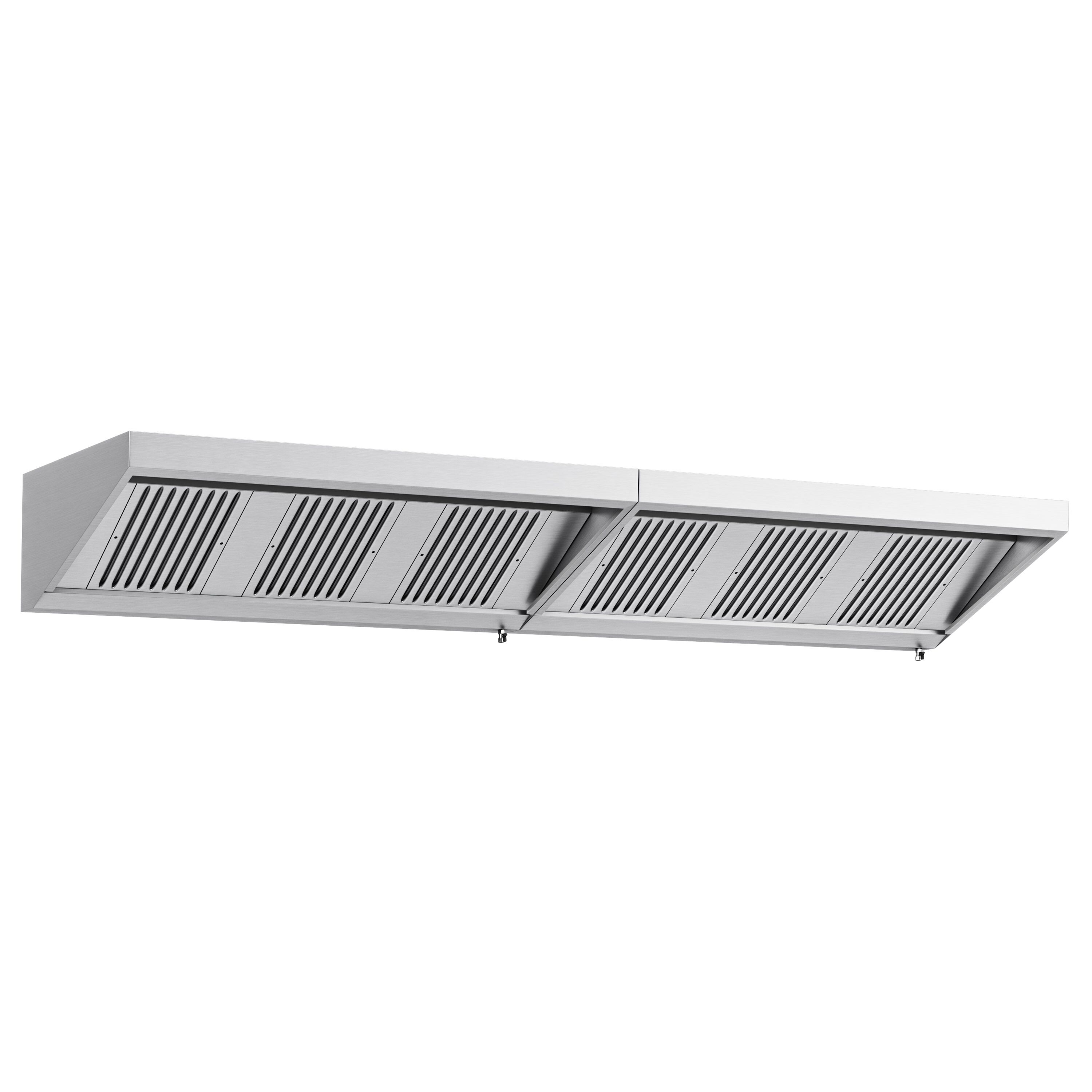 Commercial Wall-Mounted Extraction Canopy - 3600mm - with Baffle Filters & LED Lighting
