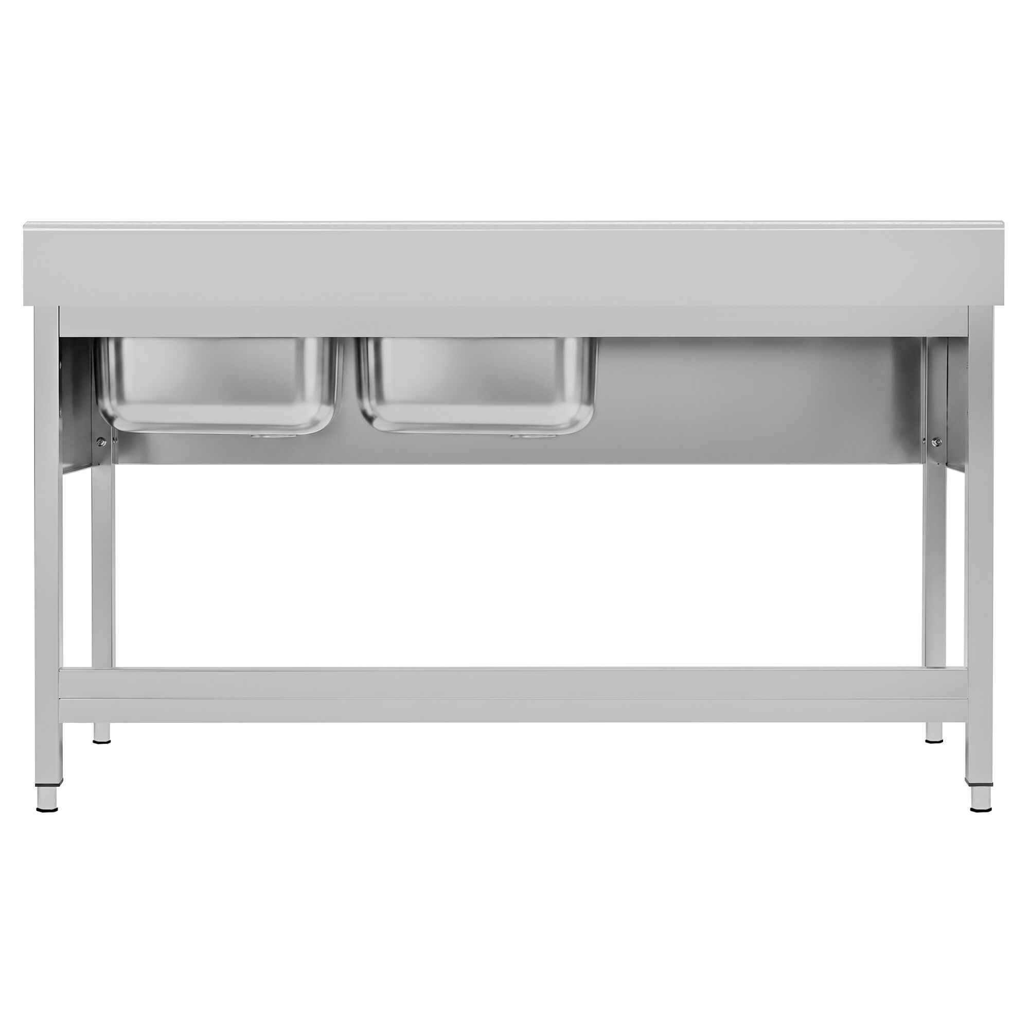 Stół ze zlewem ECO - 1800x700x970mm - z półką - 2-komorowy komory po prawej stronie
