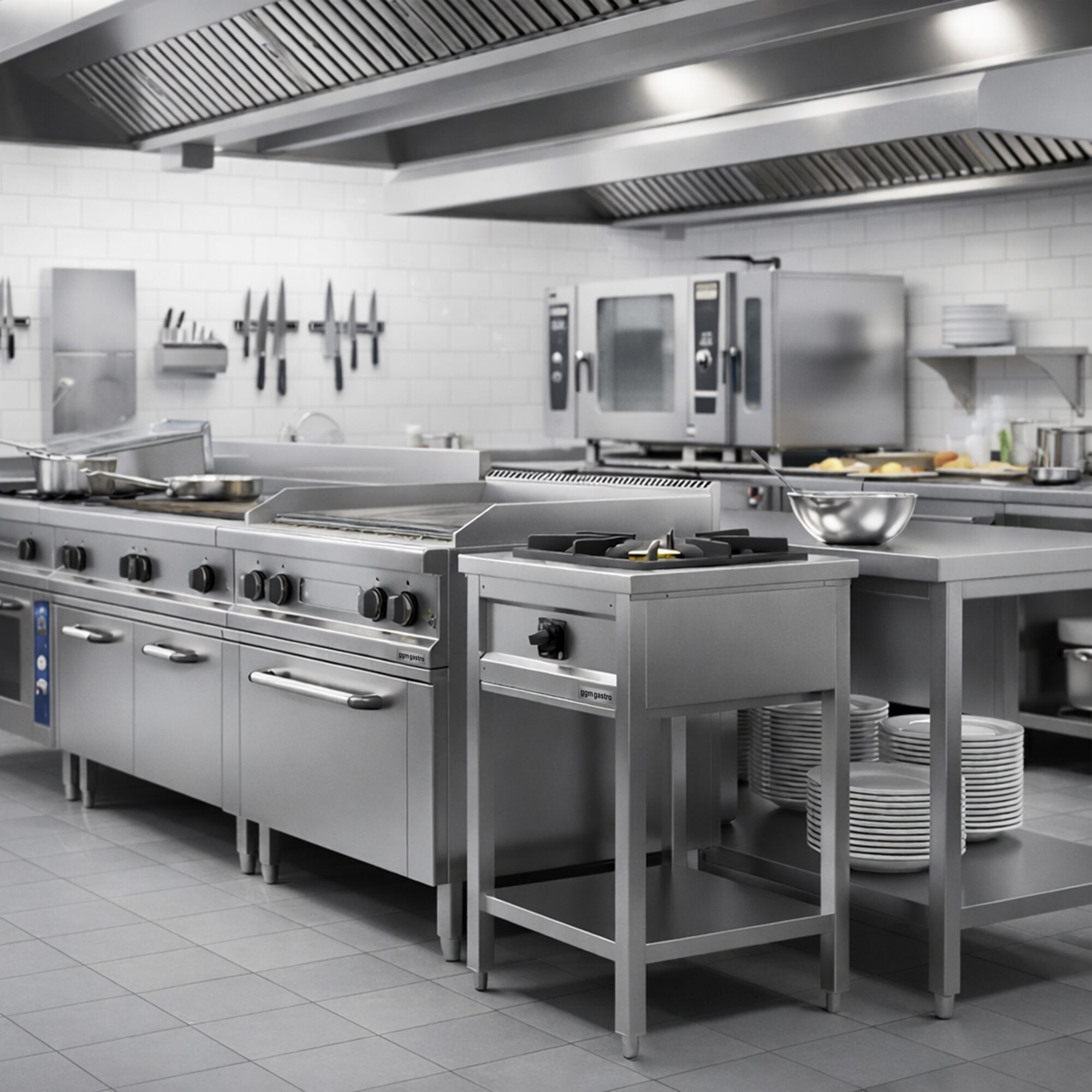 Fourneau à gaz – 8,5 kW – 1 brûleur – ouvert avec socle de base & tiroir de récupération