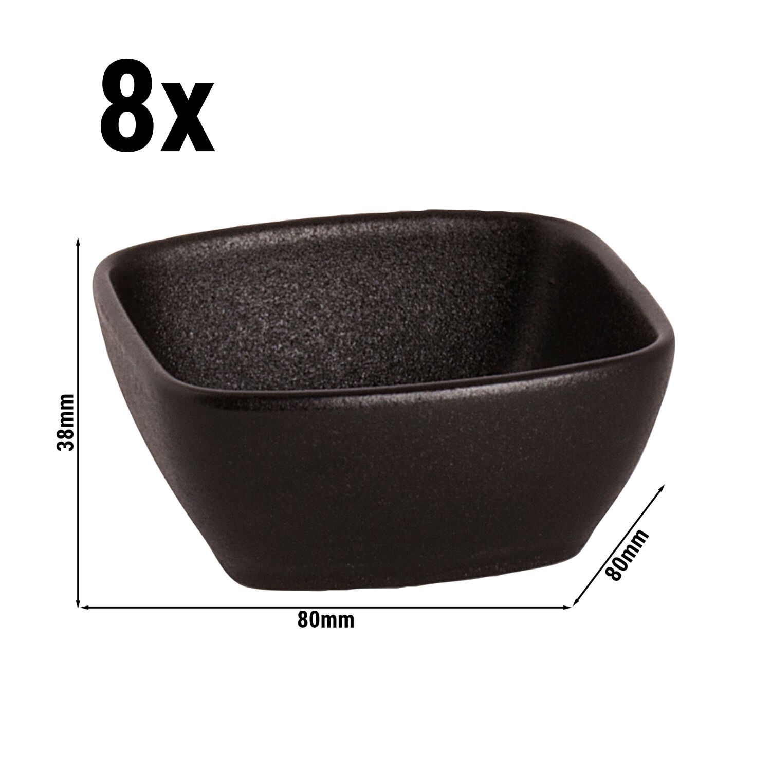(8 pcs) Coupe UNIVERSE - Maastricht - Porcelaine - 125ml - 80x80mm - Noir mat