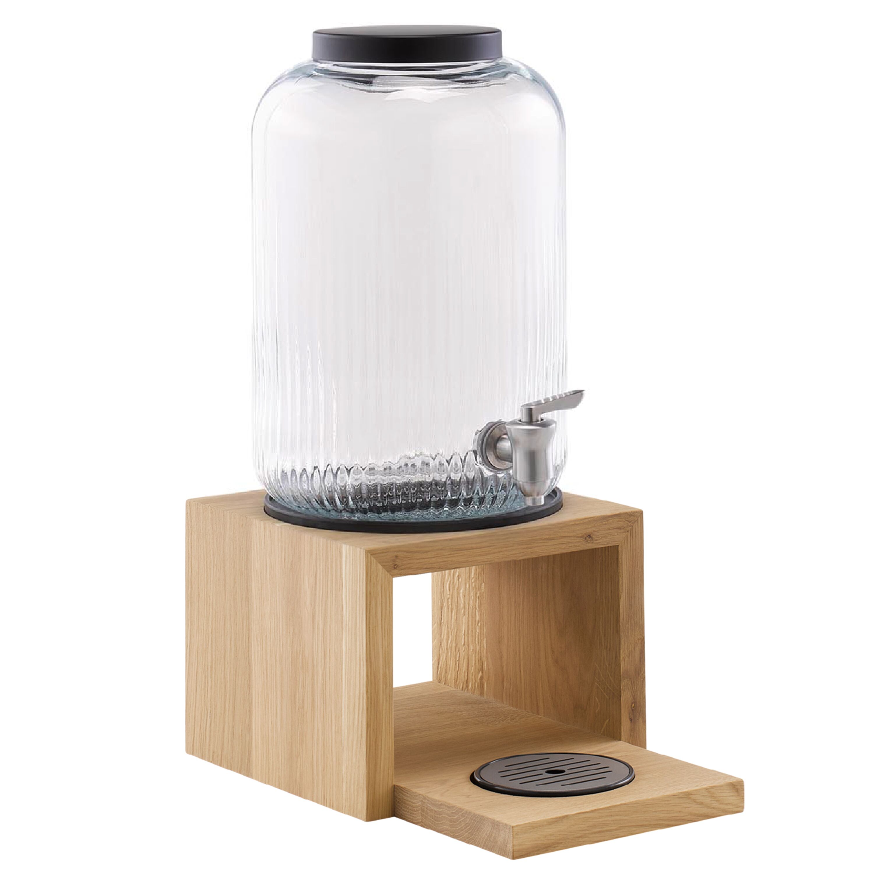 Distributeur de boissons - VALO - Set en 2 pièces - Récipient en verre avec robinet - 7 Litres - incl. Support