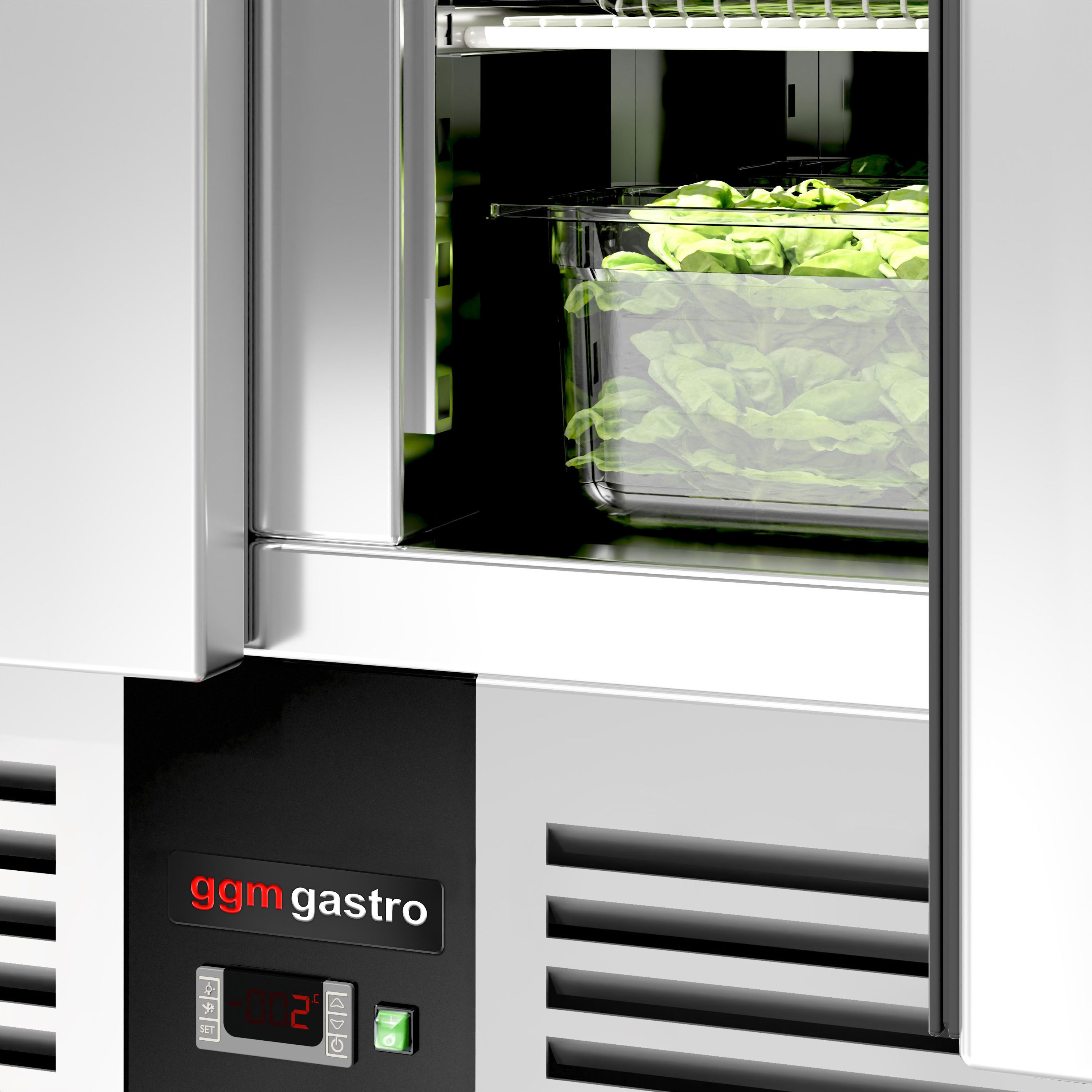 Saladette réfrigérée PREMIUM - 1368mm - 368L - 3 portes - avec vitrine de comptoir pour 4x GN 1/1