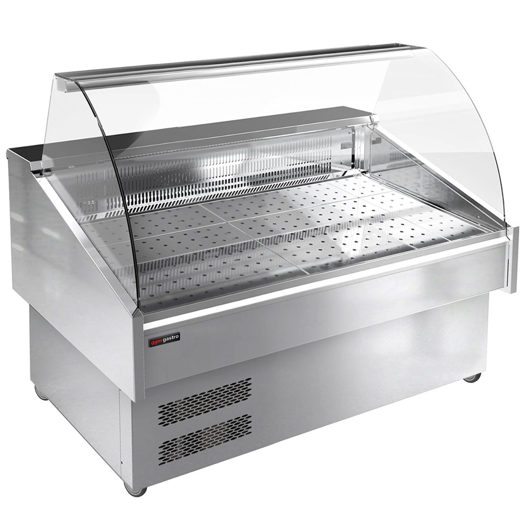 Fish Display Counter / Fish Serve Over Counter - 1250mm - curved front glass - double-glazed glass - LED lighting