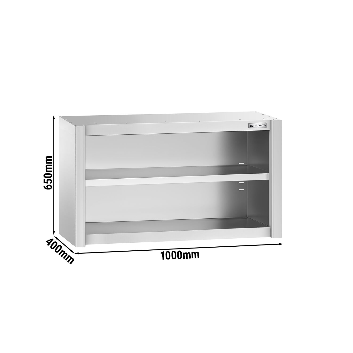 Armoire murale en acier inoxydable PREMIUM - 1000x400mm - sans portes (ouvert) - 650mm de haut
