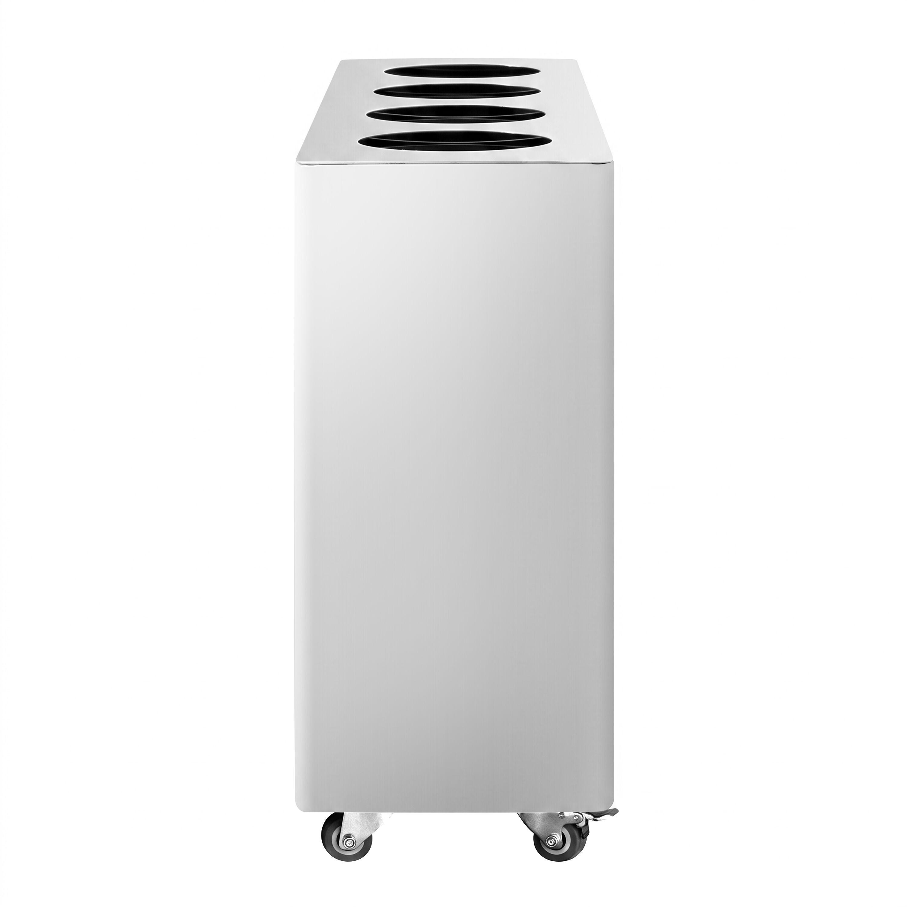 Waste sorting system – 4 bins, 30 litres each – stainless steel – with 4 castors